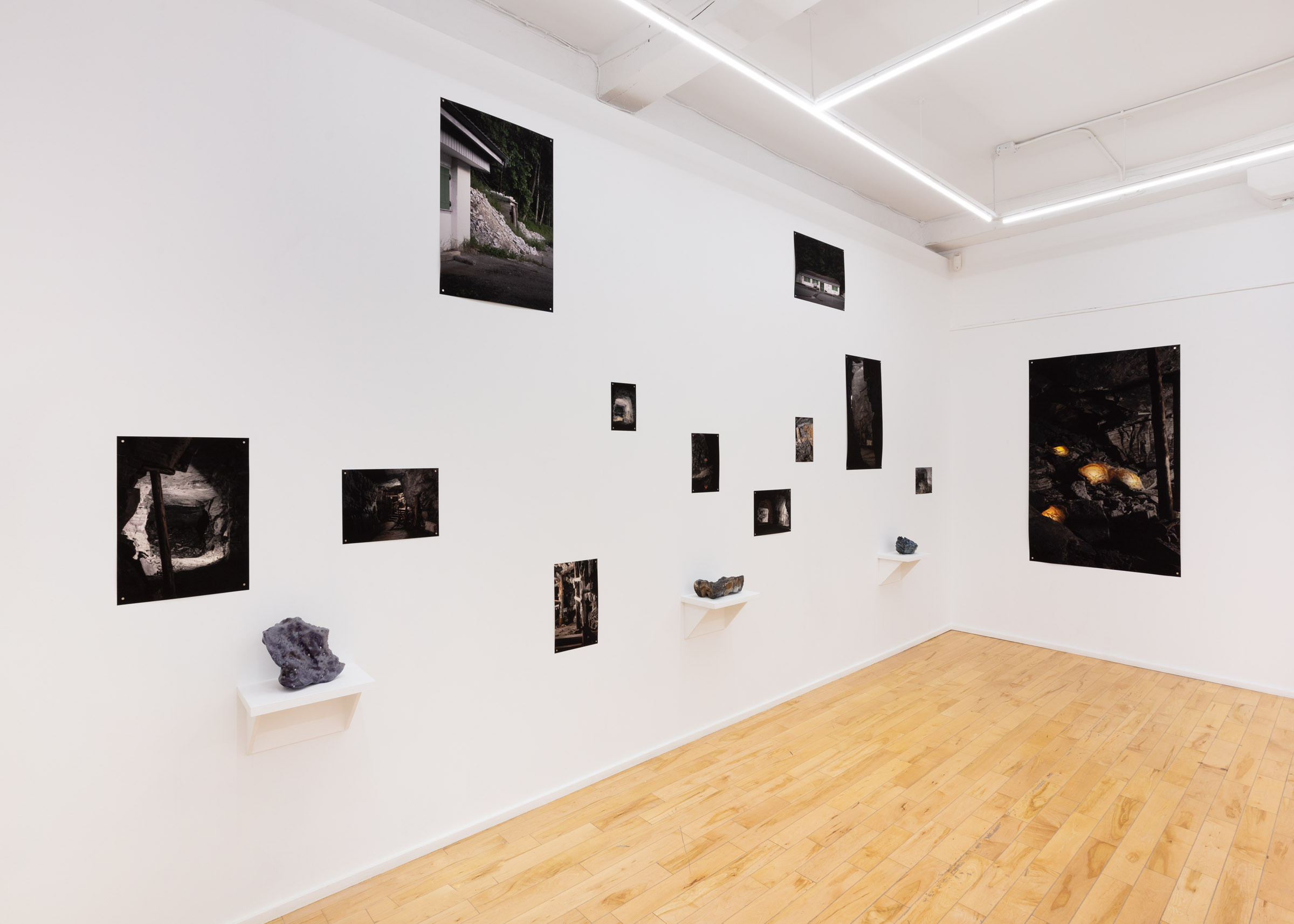 Installation View of "Memories of the Mountain," Studio Pararaum, featuring photography by Félix Michaud, at the Visual Arts Centre of Clarington, 2024.