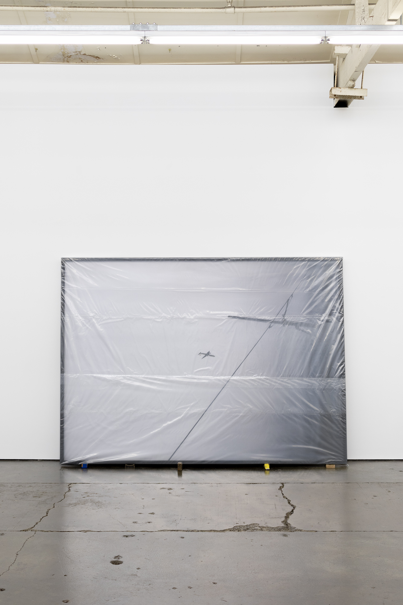 ‘The Image’, C–type photograph, polyethylene, rubber, wood, plastic and tape, 250 x 180 cm, 2024.