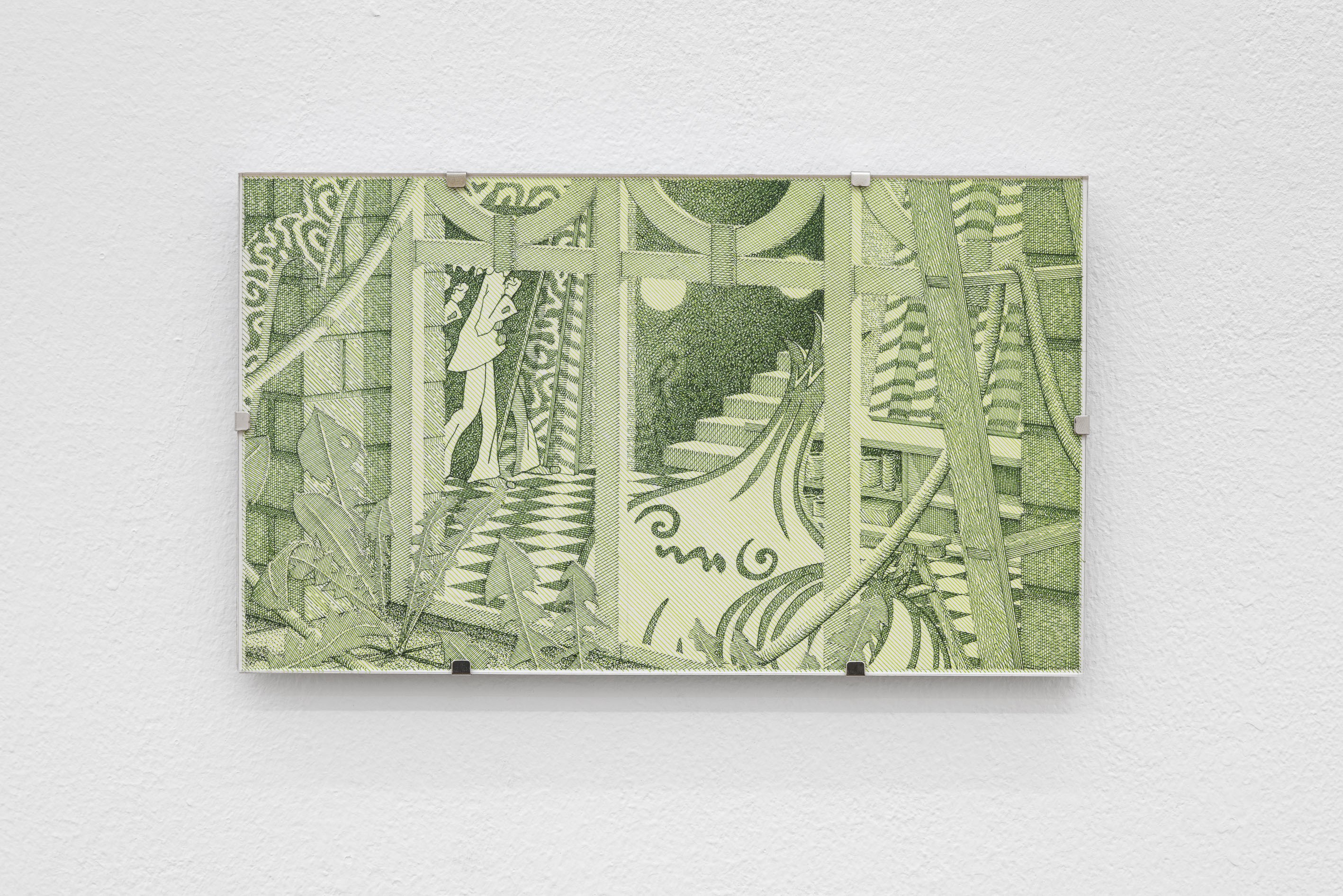Wolfgang Matuschek, Souterrain, 2024, indian ink on paper in UV glass aluminum clip frame, 12.5 Ă 21.5 cm