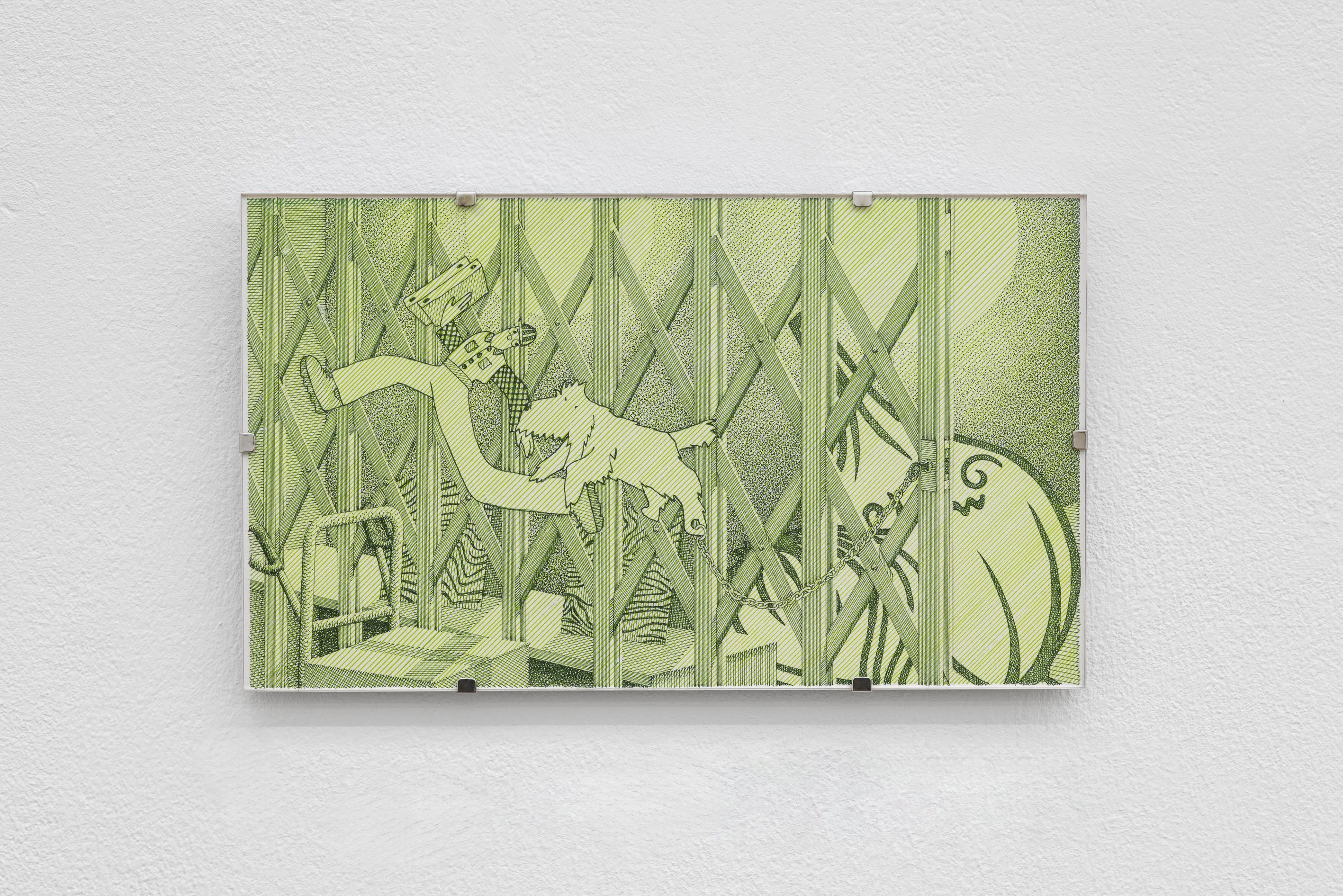 Wolfgang Matuschek, No. 3, 2024, indian ink on paper in UV glass aluminum clip frame, 12.5 Ă 21.5 cm