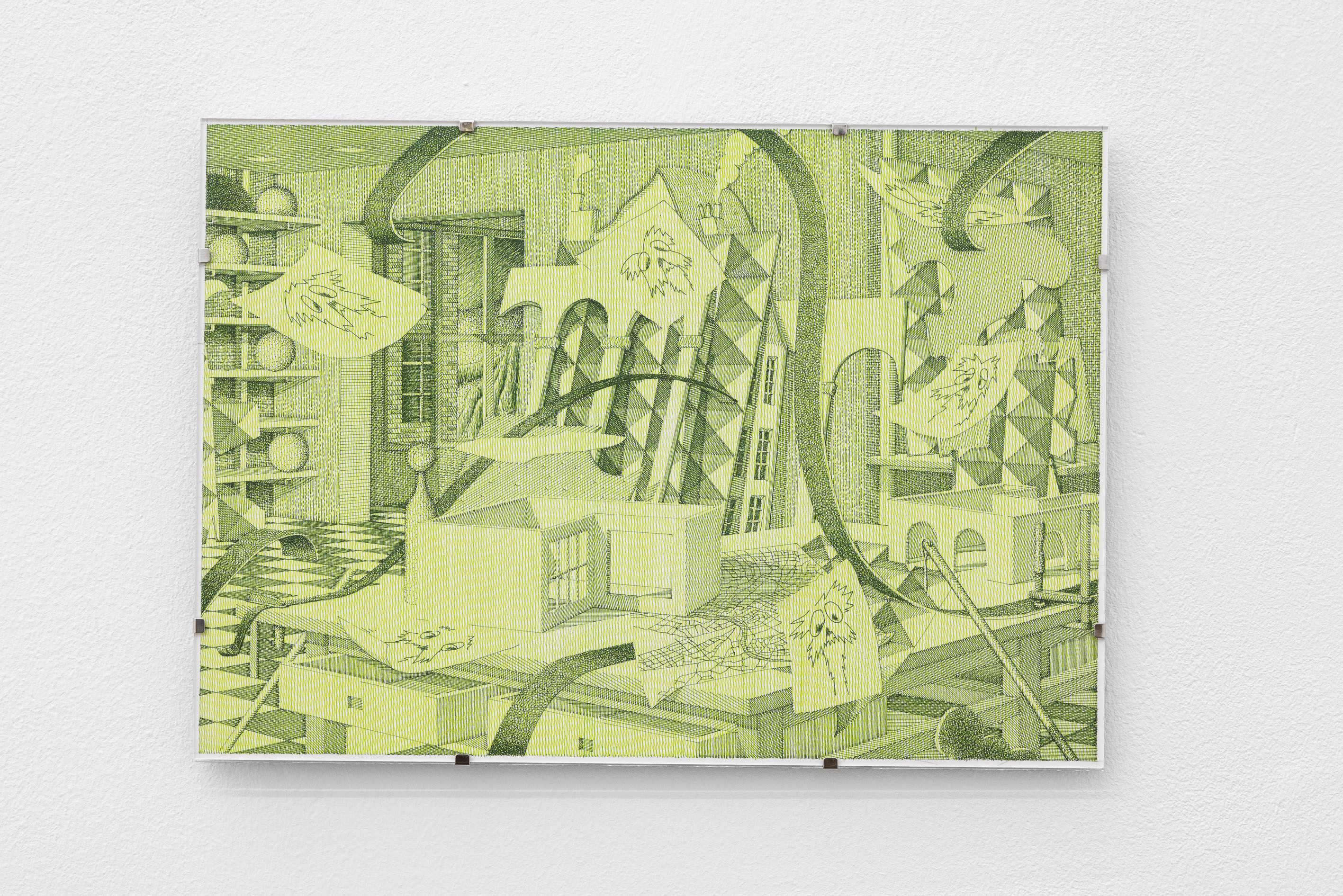 Wolfgang Matuschek, Paper, 2024, indian ink on paper in UV glass aluminum clip frame, 21 Ă 29.7 cm