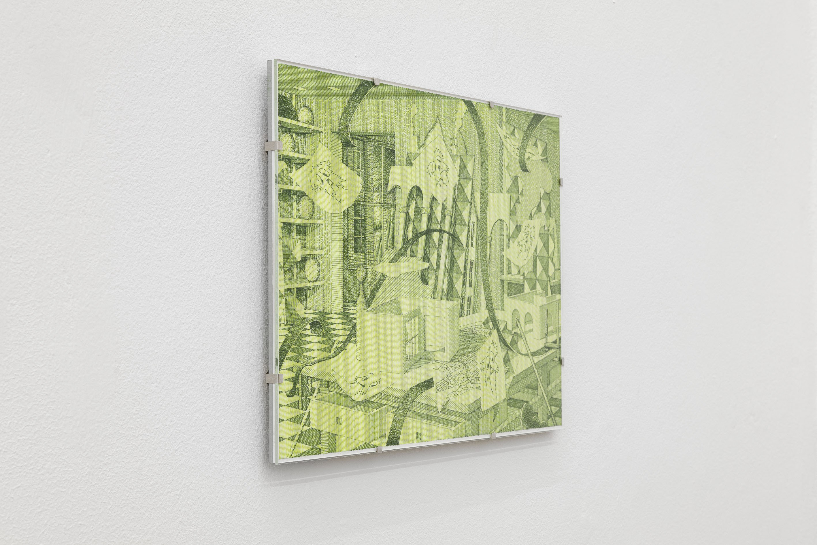 Wolfgang Matuschek, Paper, 2024, indian ink on paper in UV glass aluminum clip frame, 21 Ă 29.7 cm