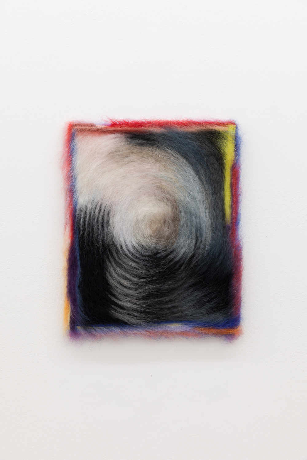 Maria Szakats, AGNES III, 2024, Mohair embroidered on cotton toile, 28 x 22.5 cm