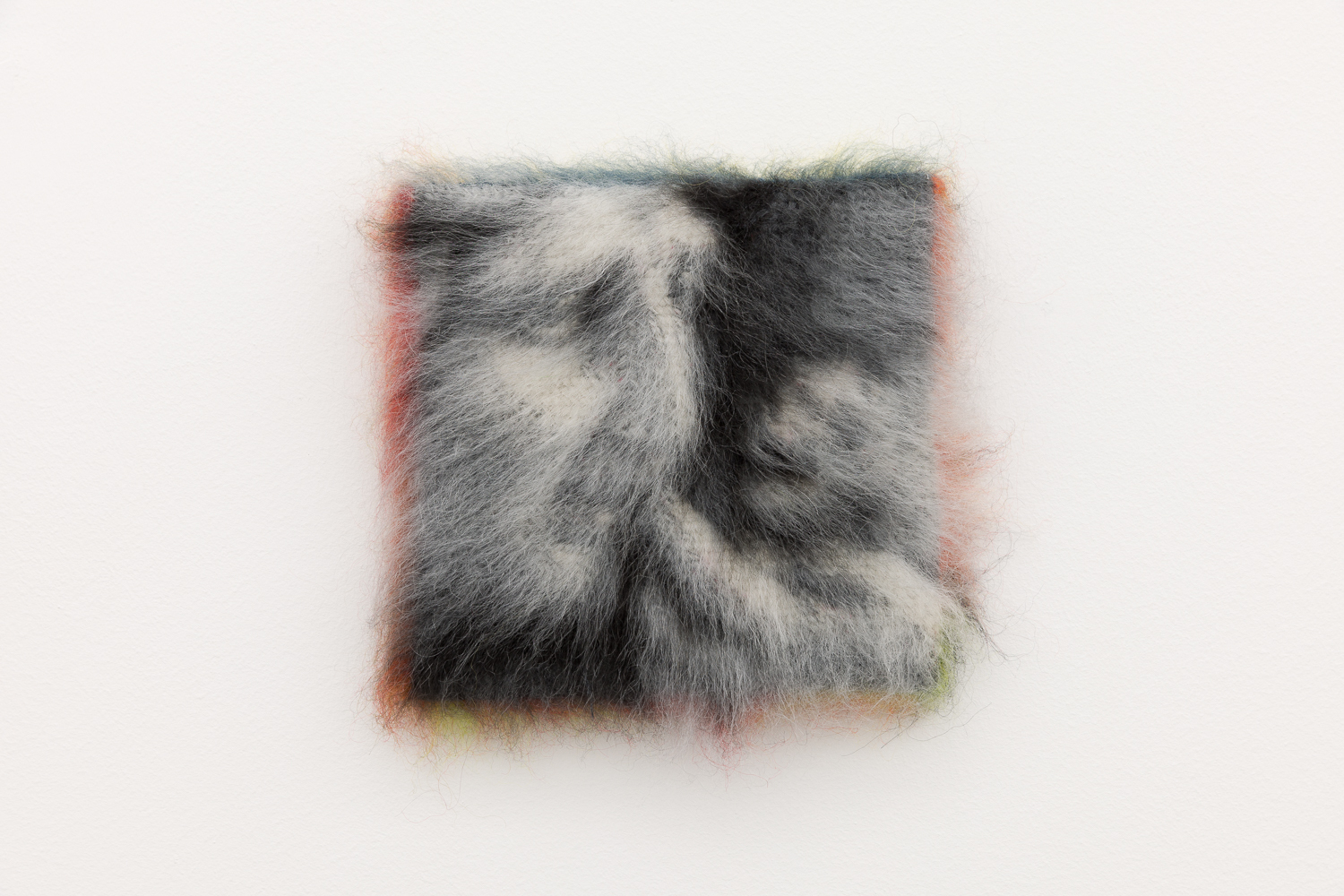 Maria Szakats, EAT III, 2024, Mohair embroidered on cotton toile, 15.5 x 16 cm