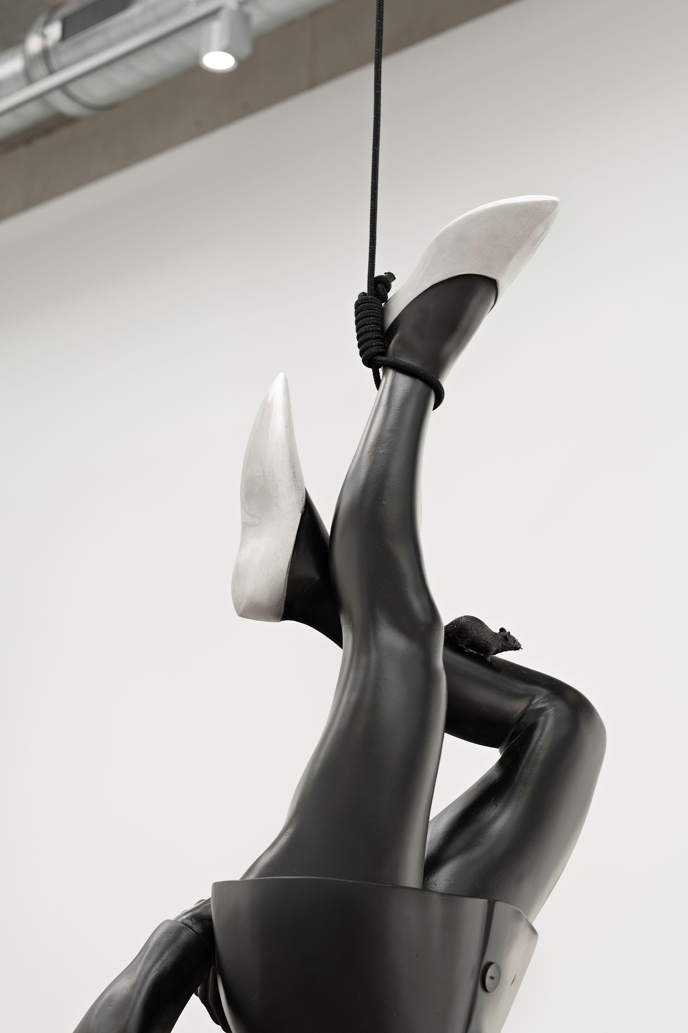 Jester (the hanged one), Julie Béna, 2024, Polystyrene, metal, mouse, rope (detail)