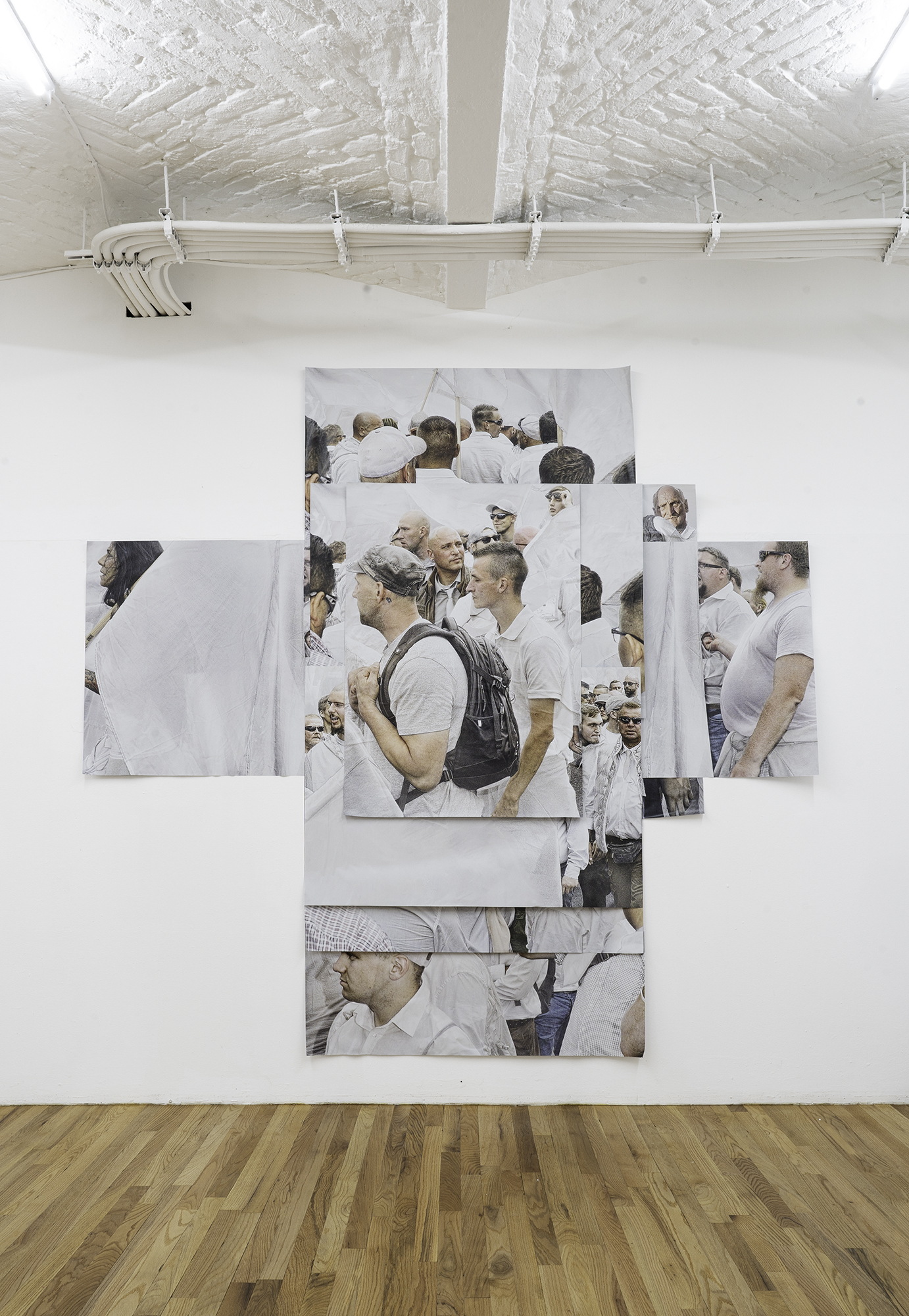 Satoshi Fujiwara, Bleached, Print on blueback paper, 2017â2023. Courtesy the artist. Installation view of the exhibition Bleached at red, Berlin, 2024.
