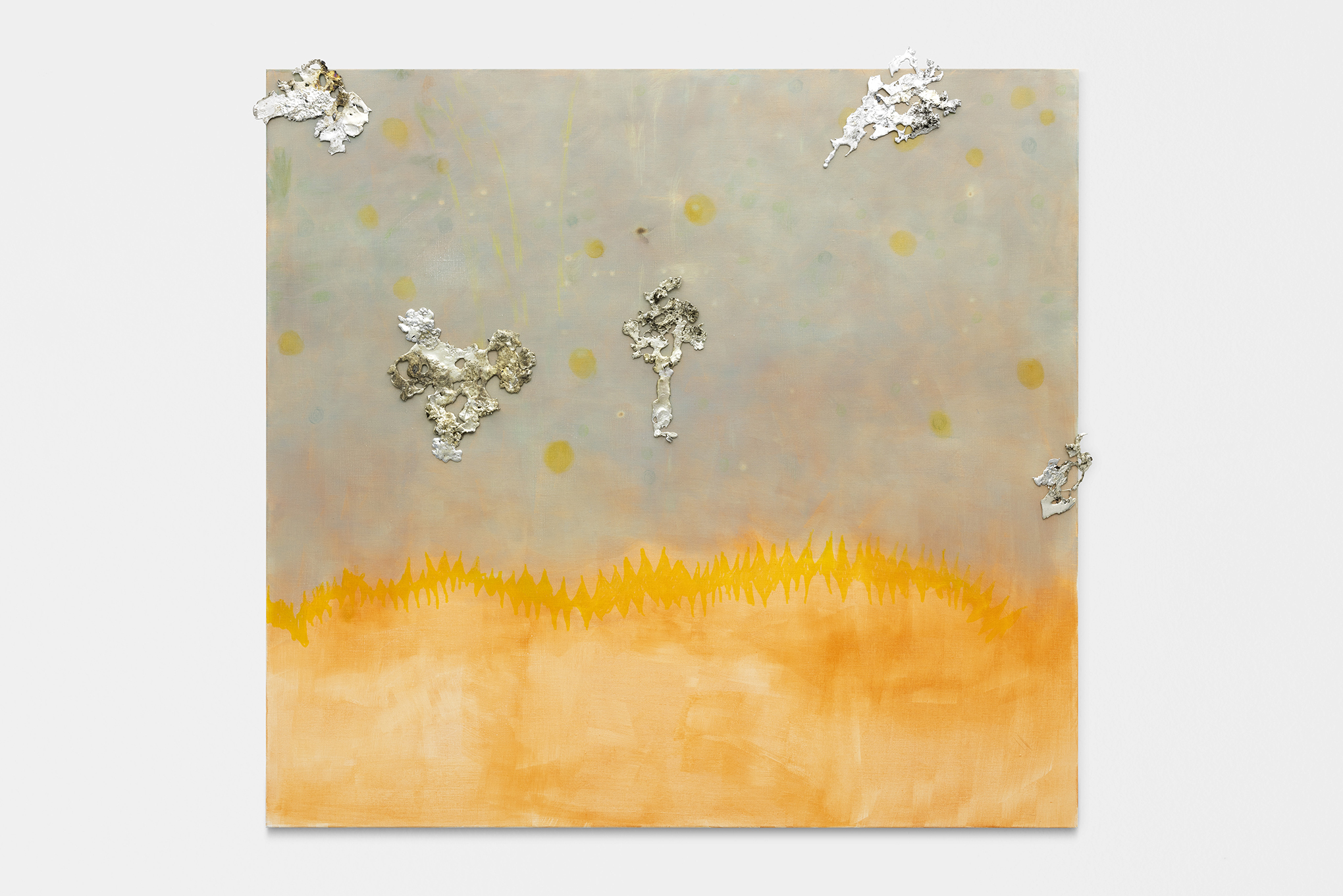 Josef Strau, Venice, Venice, Venice, But Not Too Much, 2024, oil on canvas, tin (magnets verso), 140x150 cm, Courtesy the artist and Diana, Milan