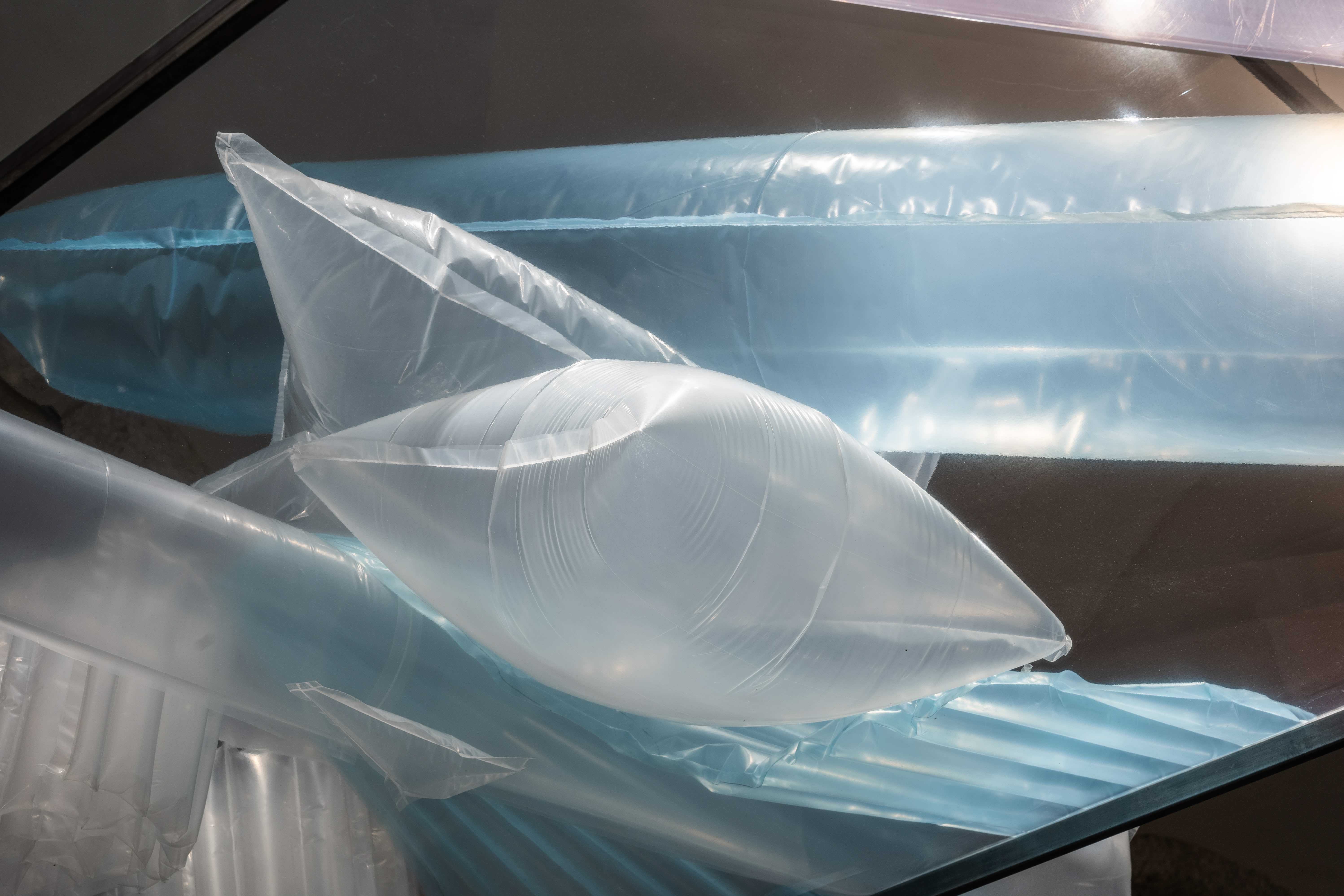 EglÄ RuibytÄ, Middlemen, 2024, plastic film, EPS foam.