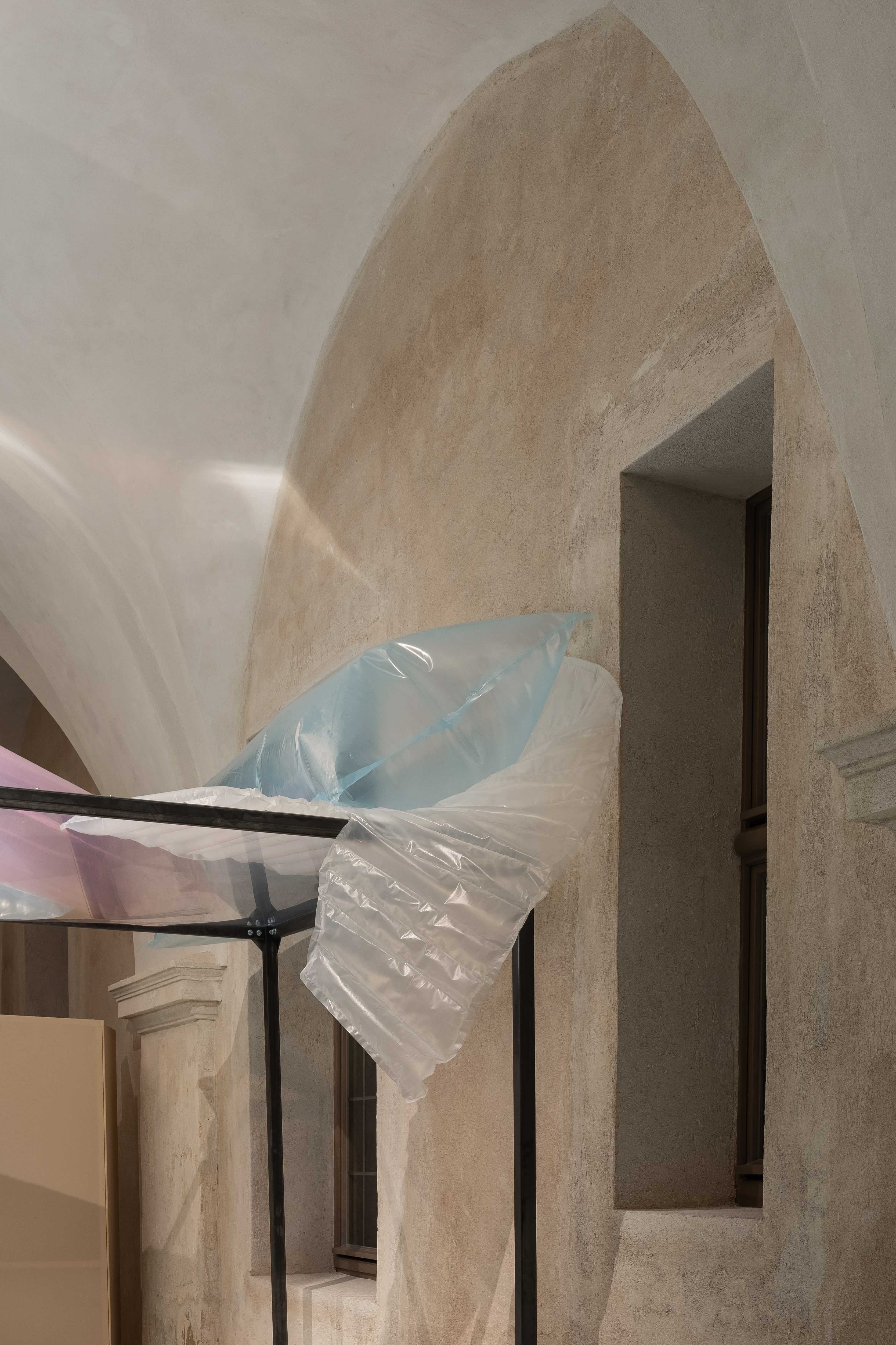 EglÄ RuibytÄ, Middlemen, 2024, plastic film, EPS foam.