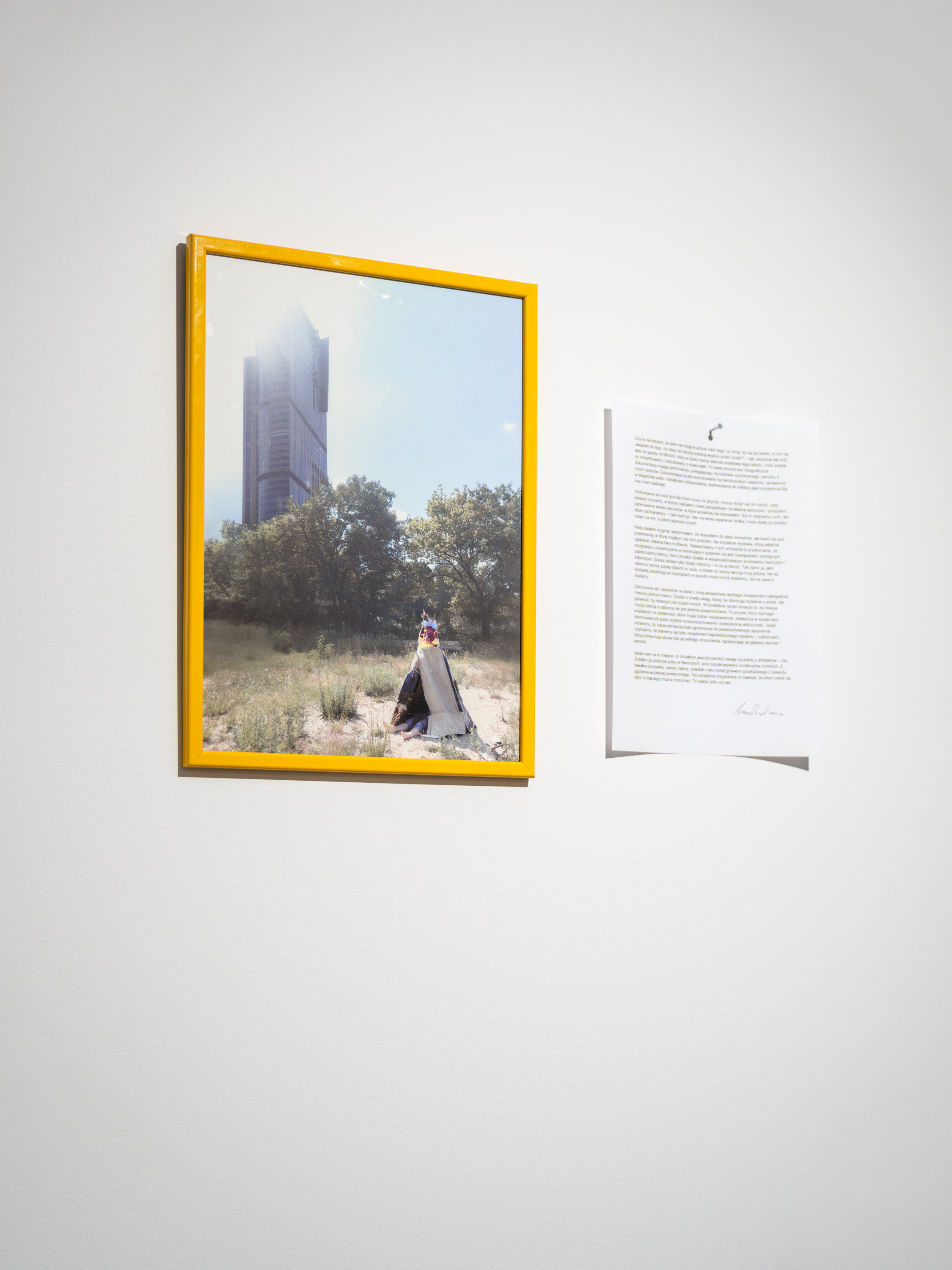 Tomek Paszkowicz, Artistic text and photographic documentation of a performance involving the creation of a tent made of paintings