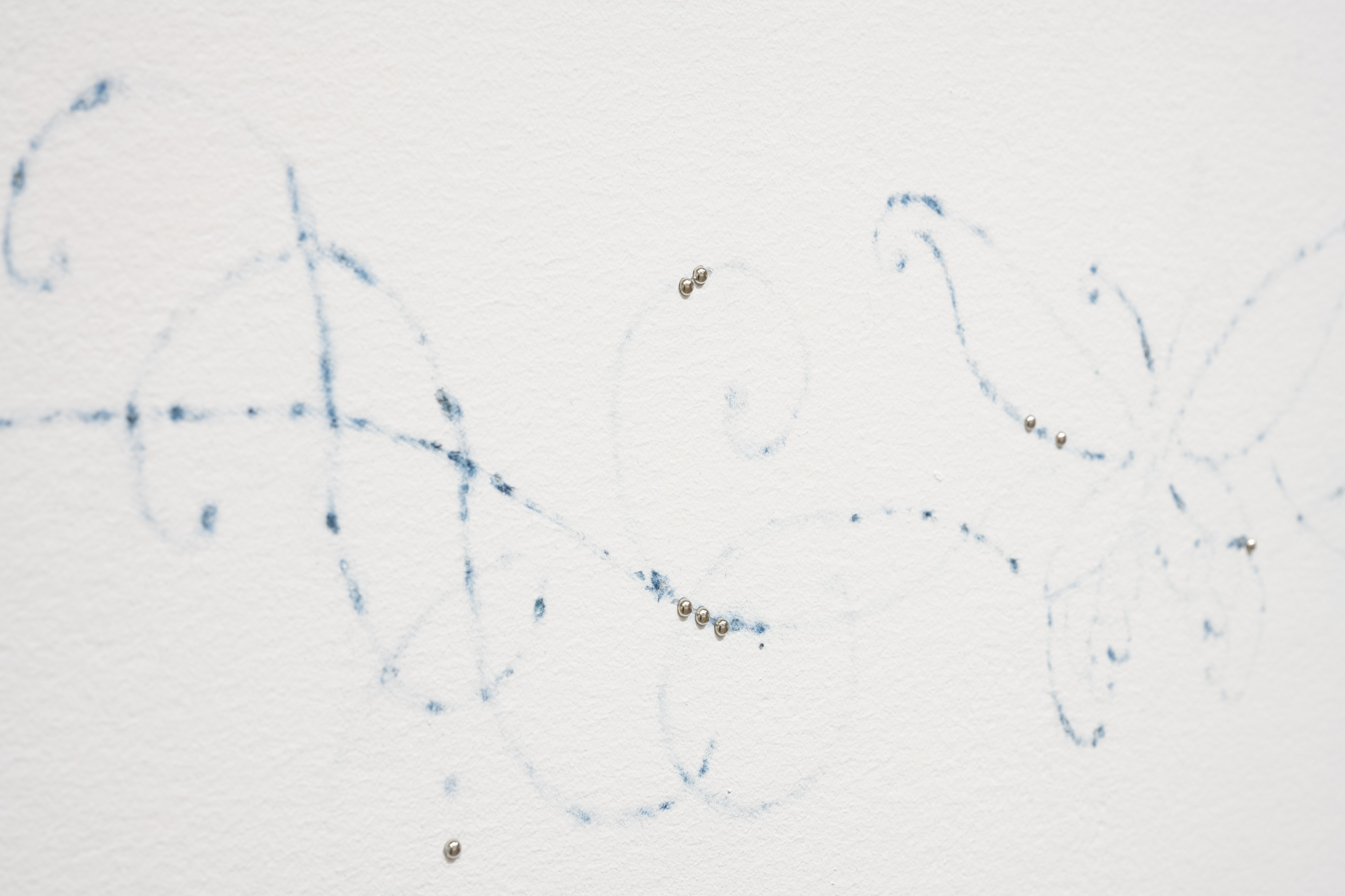 Cindy Hill, "We used to take turns drawing on each otherâs backs (Tramps)", denim, 27â x 14â, 2024