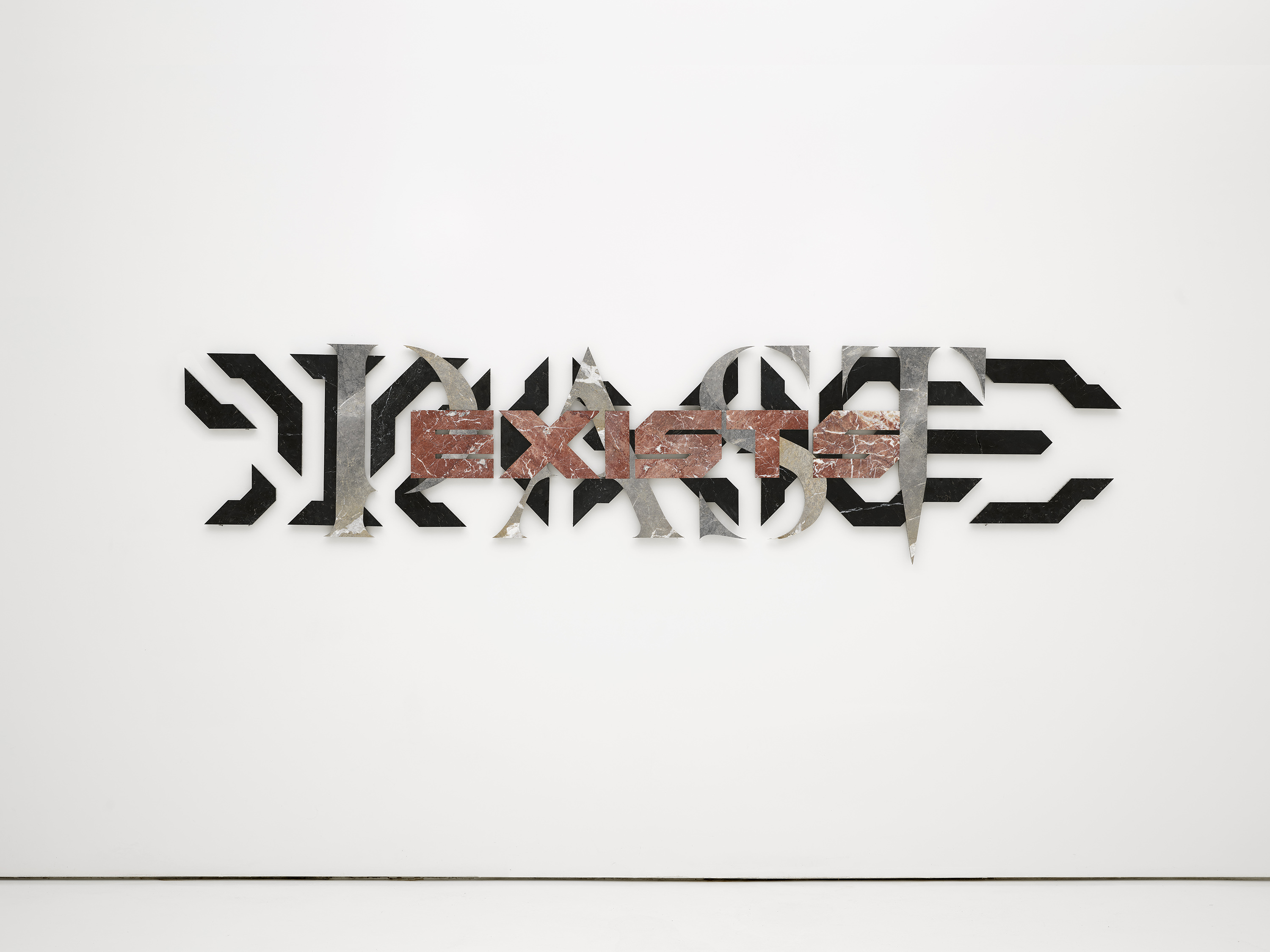 Petros Moris, Oracle (Our Empty Stomachs), 2024, Marble, aluminum honeycomb, 250 x 115 x 3 cm