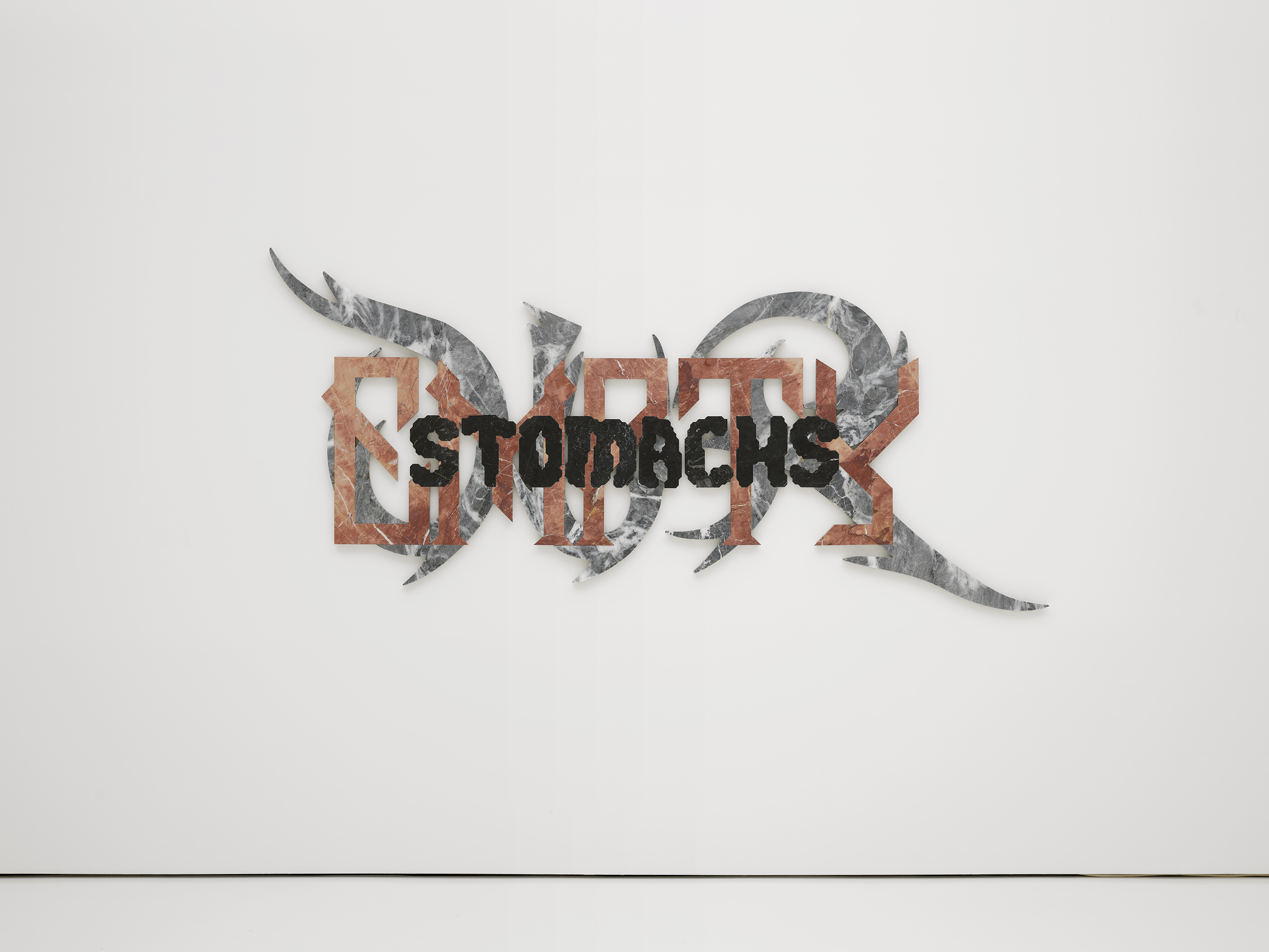 Petros Moris, Oracle (Our Empty Stomachs), 2024, Marble, aluminum honeycomb, 250 x 115 x 3 cm