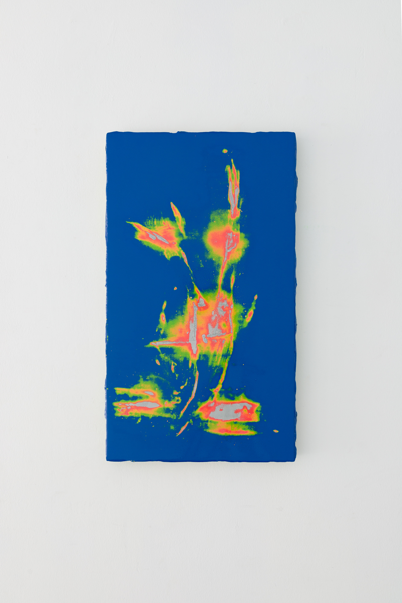Techno-Bild (*1)(2024). Lacquer and clear coat on wood. 70 x 40 cm