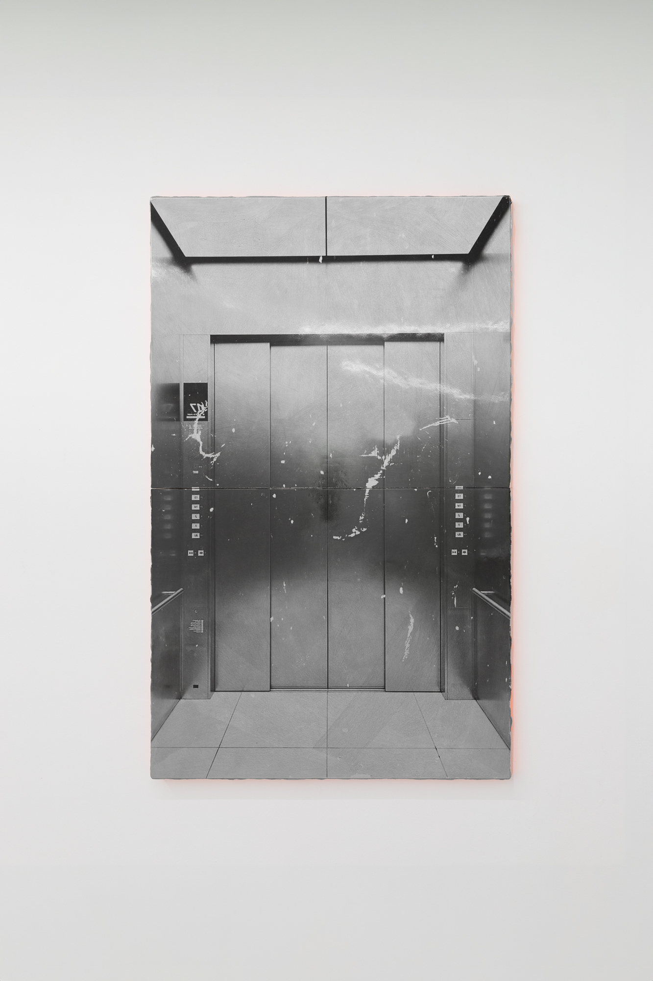 Elevator Pitch (*3)(2024)(diptich). Lacquer and clear coat on wood. 160 x 100 cm