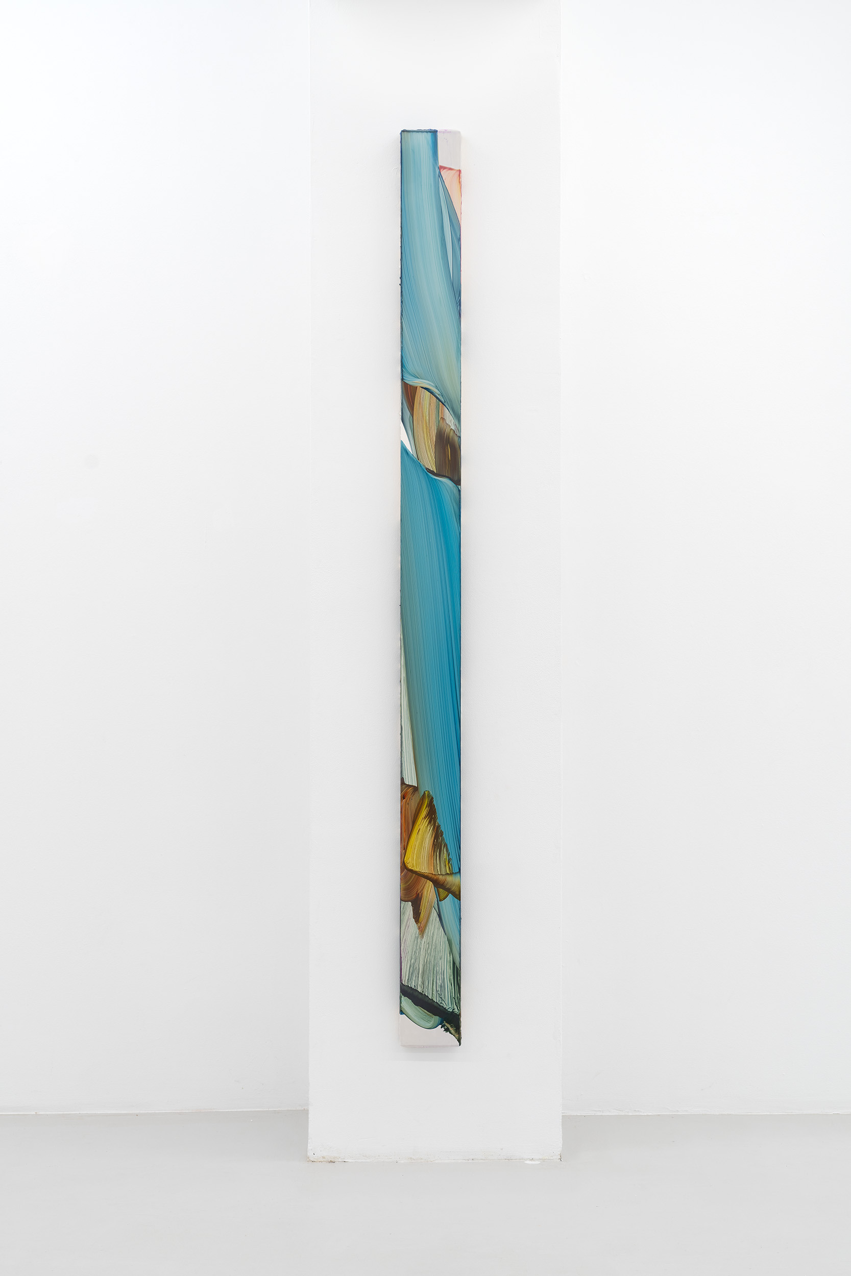 Markus Saile, "Pipe#46", 2024, signed & dated verso, oil on wood, 200 x 13 cm.