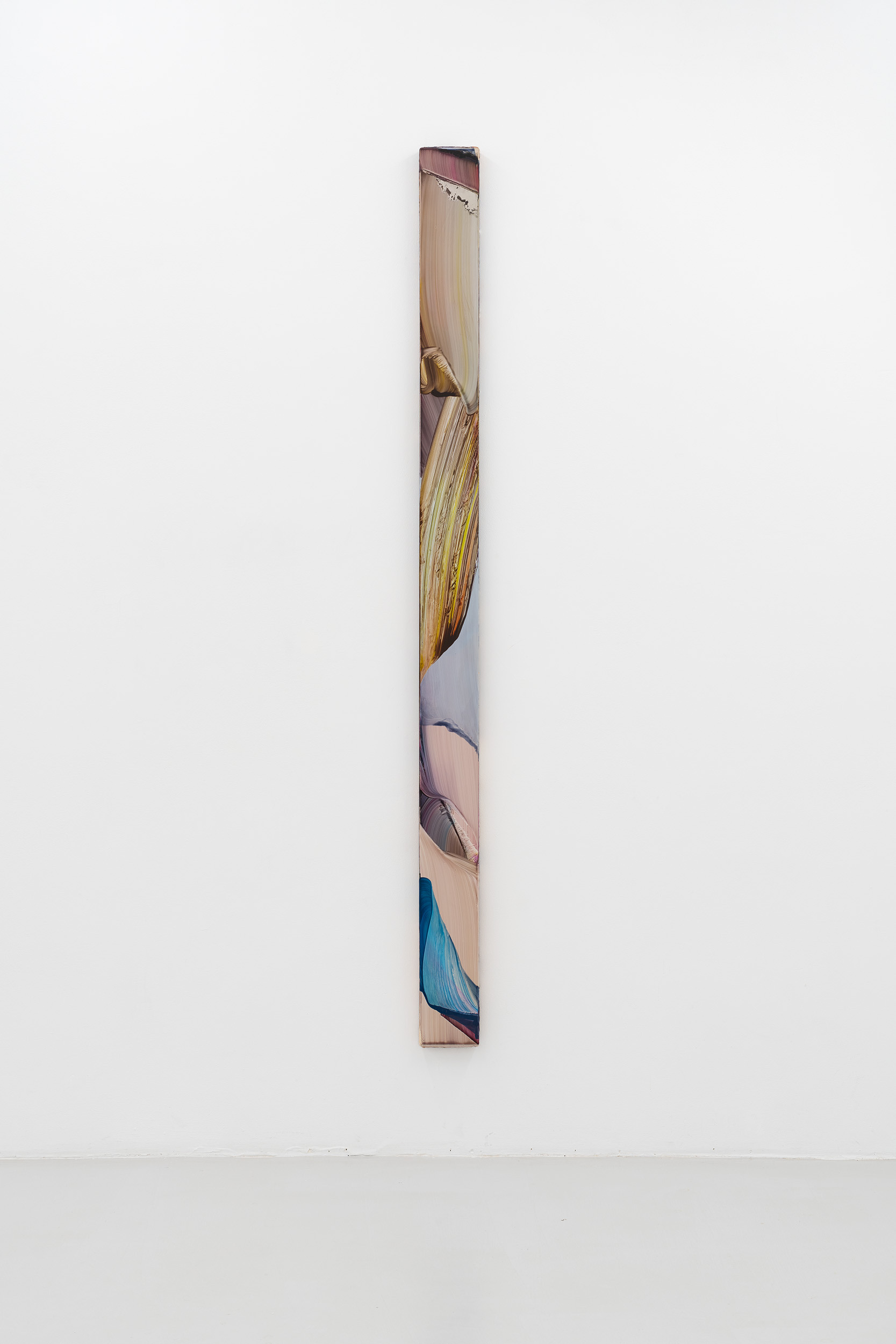 Markus Saile, "Pipe#47", 2024, signed & dated verso, oil on wood, 200 x 13 cm.