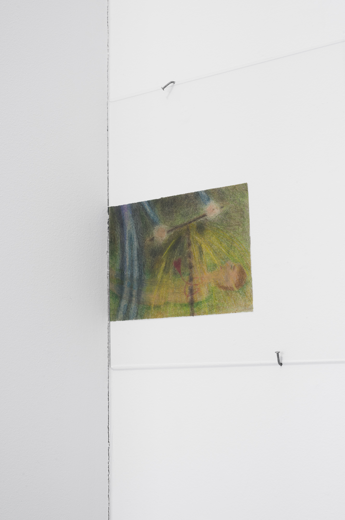 Phil Tremble, Hardcoeur (2024) Colored pencil, paper, glass, wood and steel hardware 6 x 4.5 x 0.5 inches