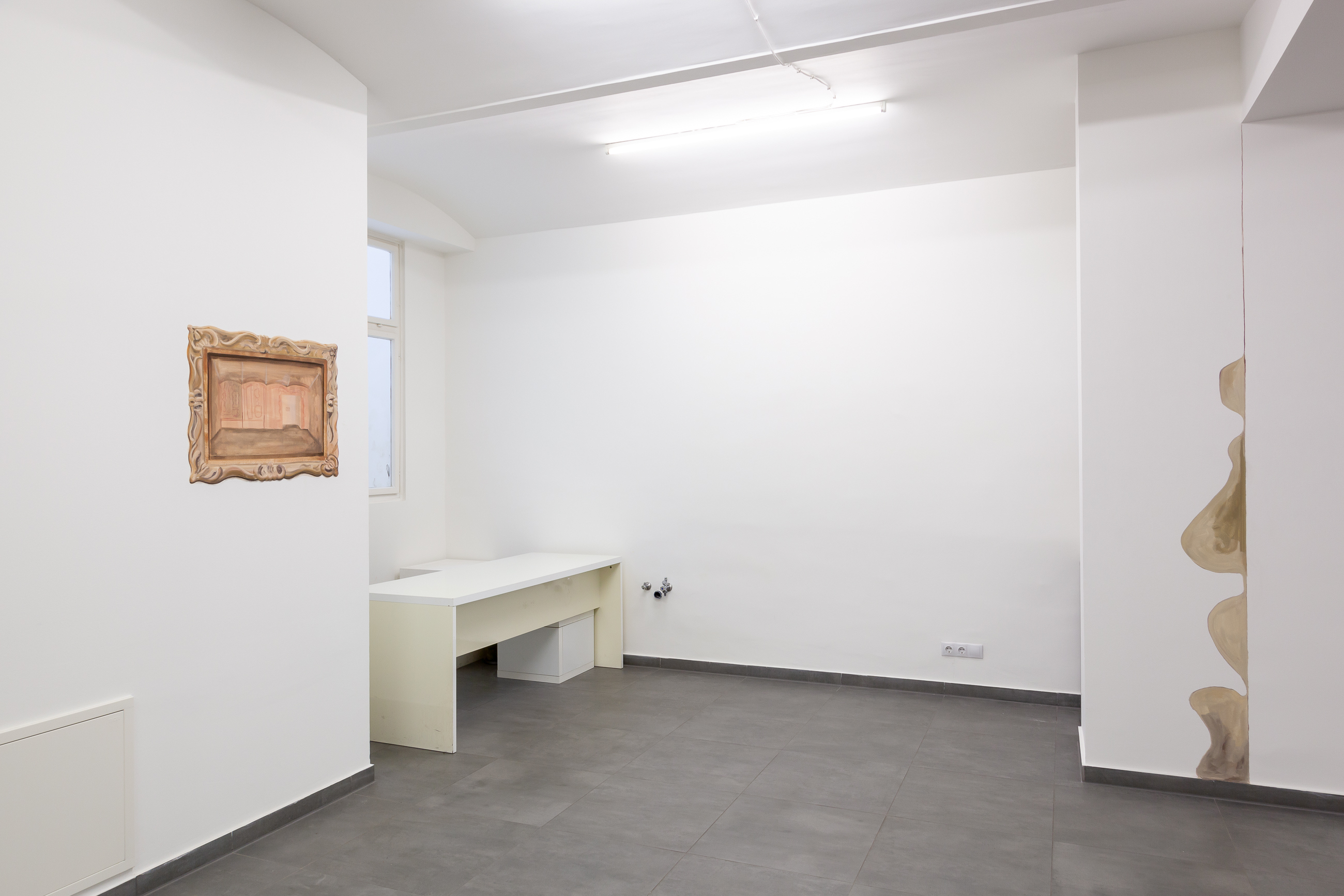 Conversation Piece, 2025, Site-specific painting installation, acrylic and pigment on wall. Variable dimensions. Photo: Flavio Palasciano. Courtsy of the Artist and VIN VIN Vienna / Naples.