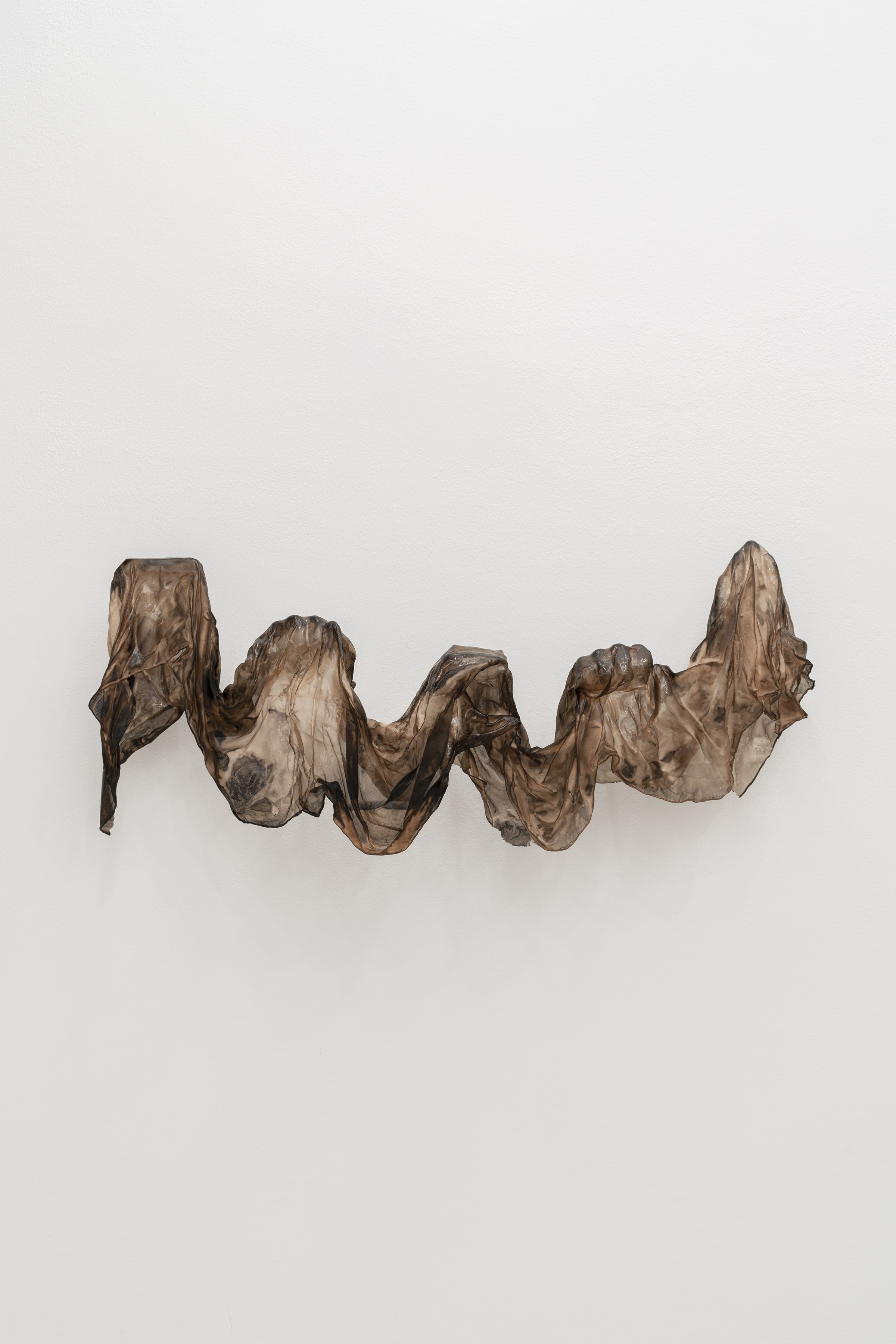 Marielena Stark, Untitled, 2025, Walnut, epoxy resin, silk, 30 Ă 80 Ă 20 cm