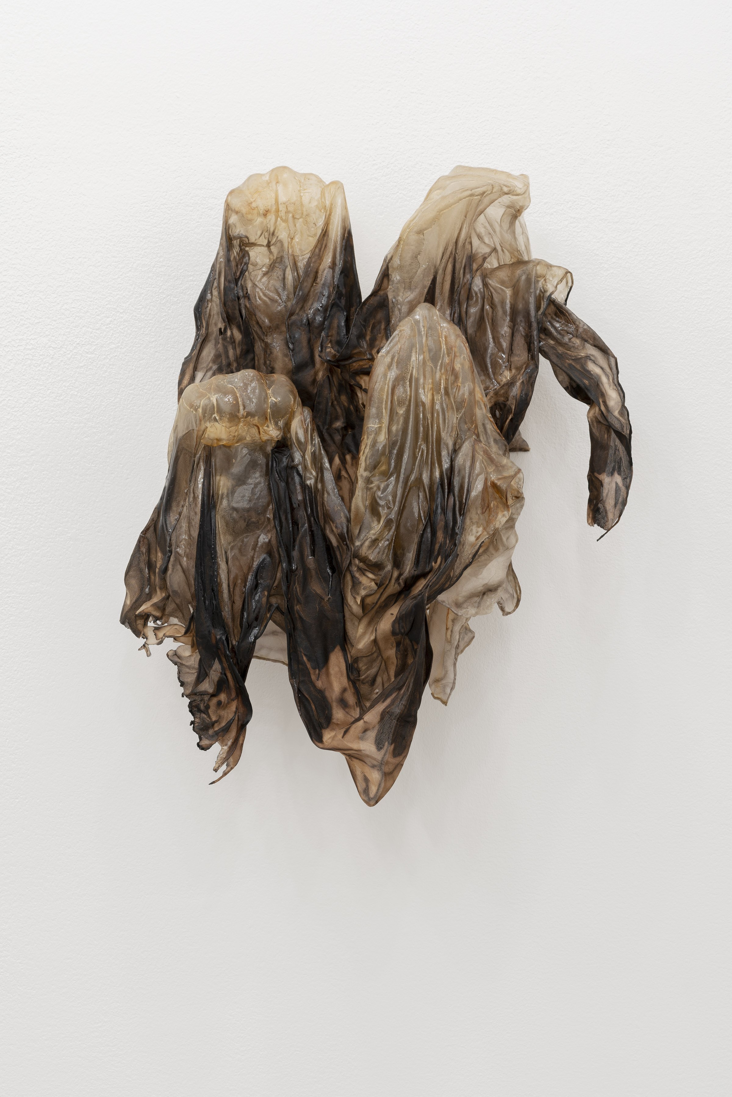 Marielena Stark, Untitled, 2024, Walnut, rust, epoxy resin, silk, 45 Ă 32 Ă 18 cm