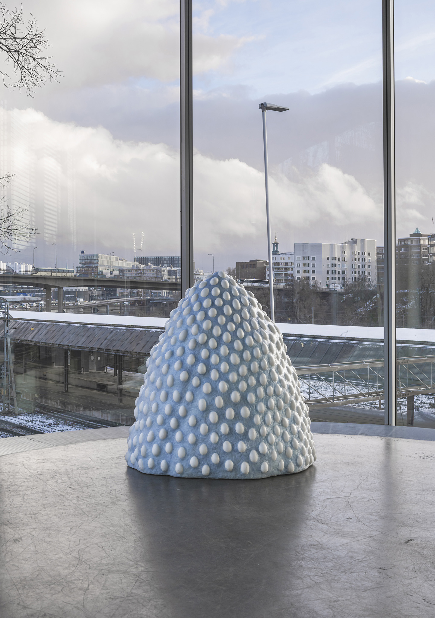 Anastasia Savinova, Glacier Milk, 2022, Wax, porcelain, pigment, 125x95x125 cm, exhibition view, Bonniers Konsthall, Stockholm