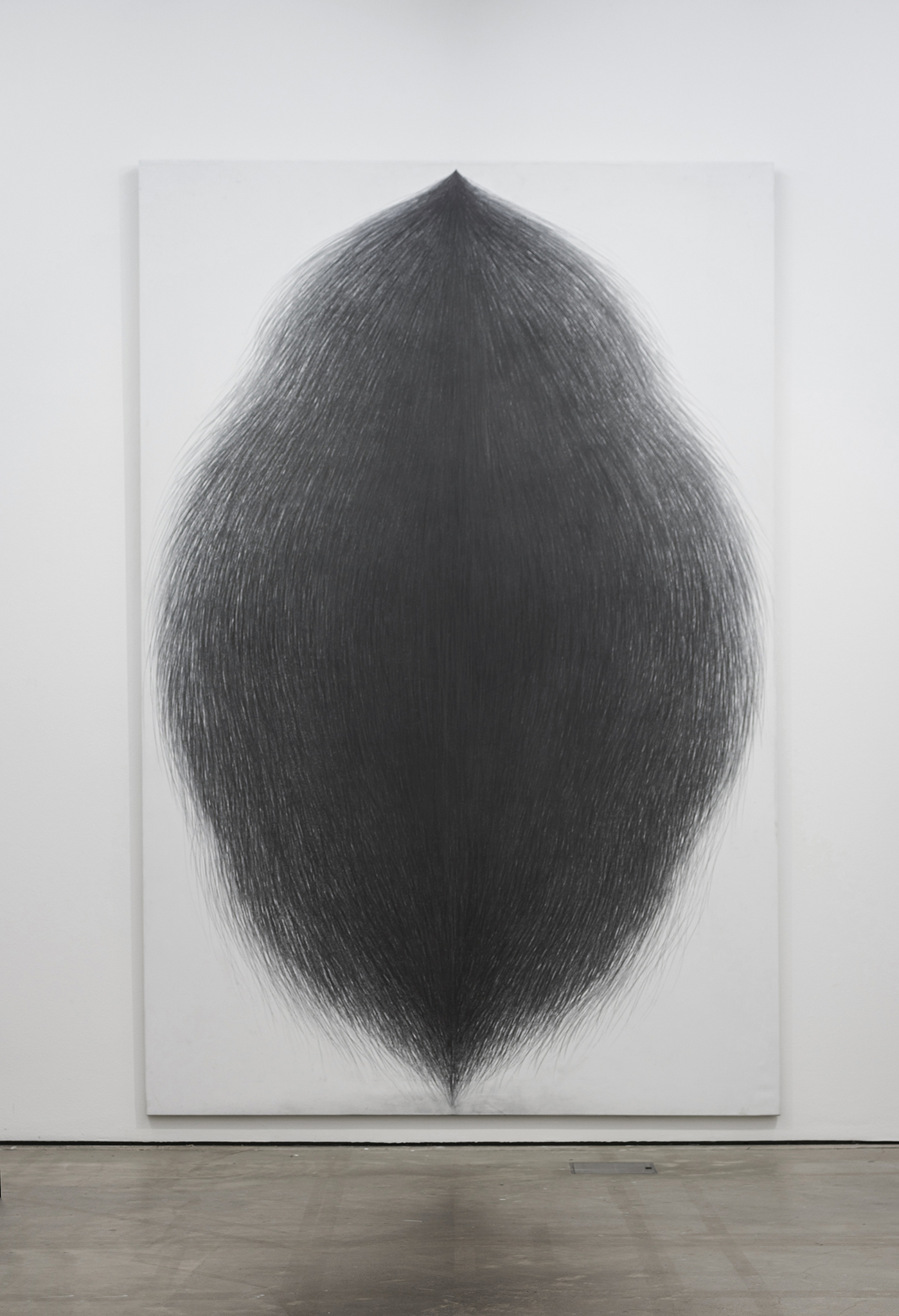 Anastasia Savinova, Geosmin, 2022, graphite on canvas, 315x200 cm