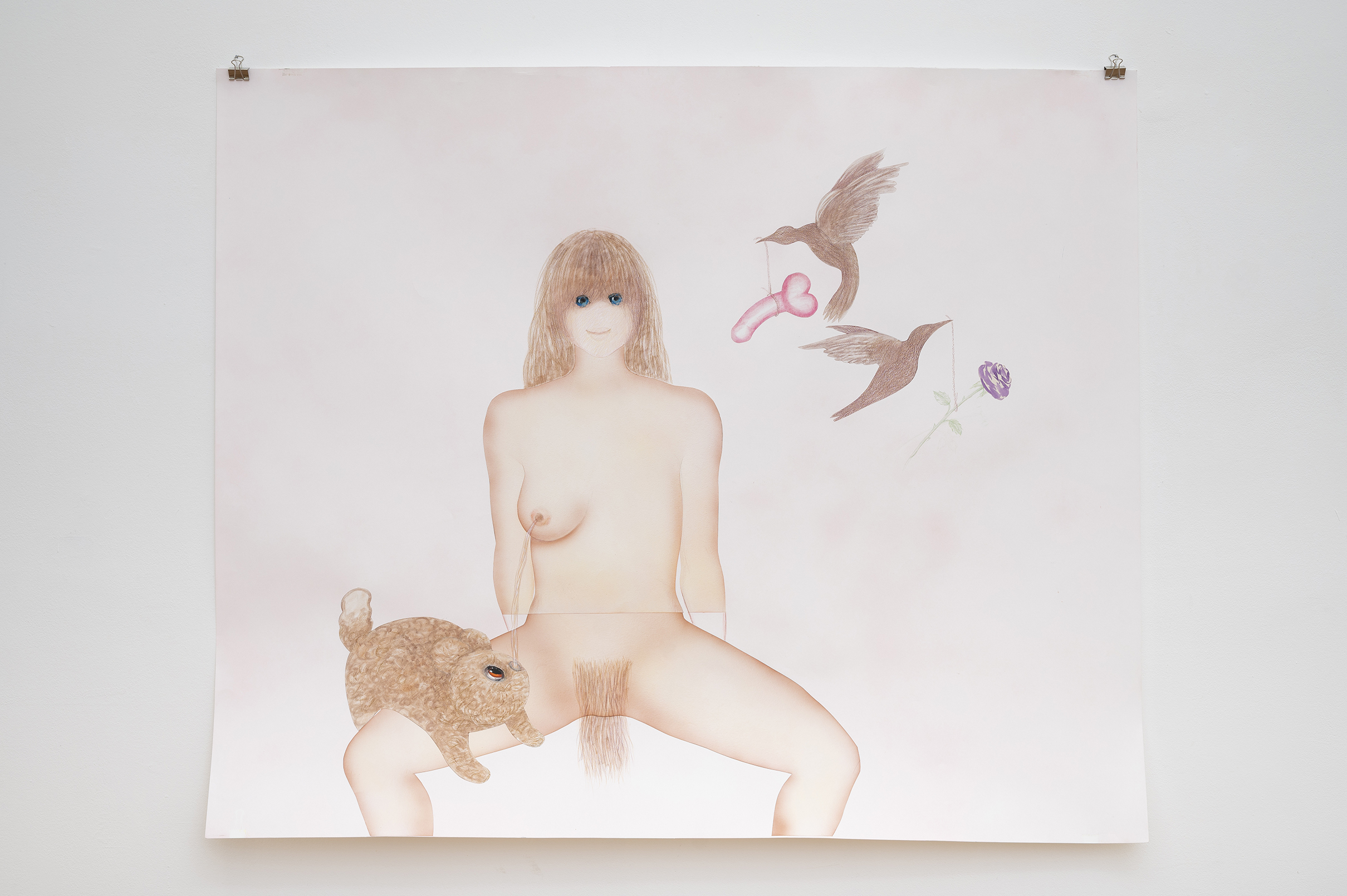 Tamar Botchorishvili, Untitled, 2024, Collage, Colour Ink, Coloured Pencil, Pastel, Acrylic on Paper, 130x150 cm. Photo Credit Gallery Artbeat, Tamar Botchorishvili