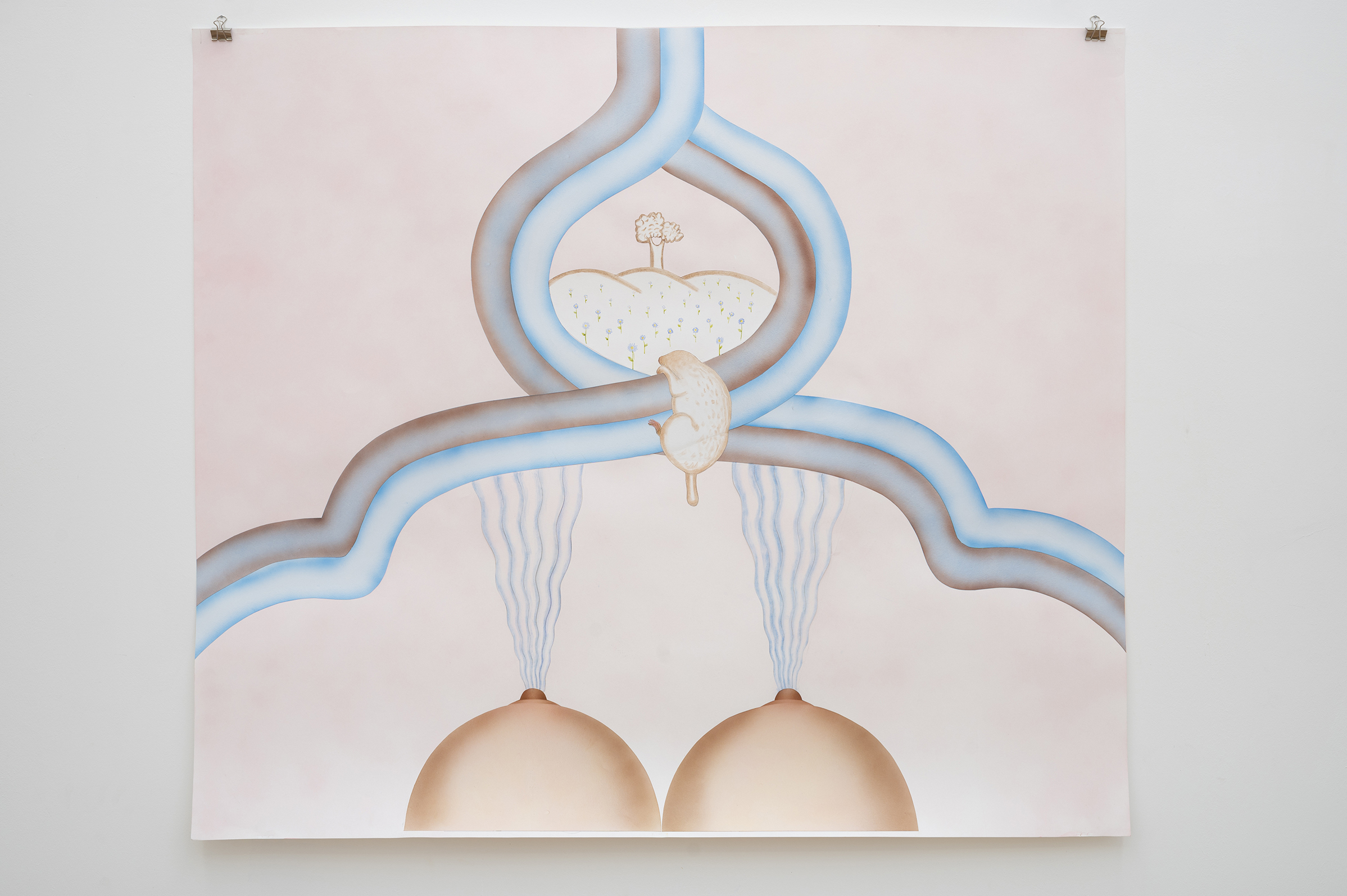 Tamar Botchorishvili, Untitled, 2024, Collage, Colour Ink, Pastel, Watercolor on Paper, 130x150 cm. Photo Credit Gallery Artbeat, Tamar Botchorishvili