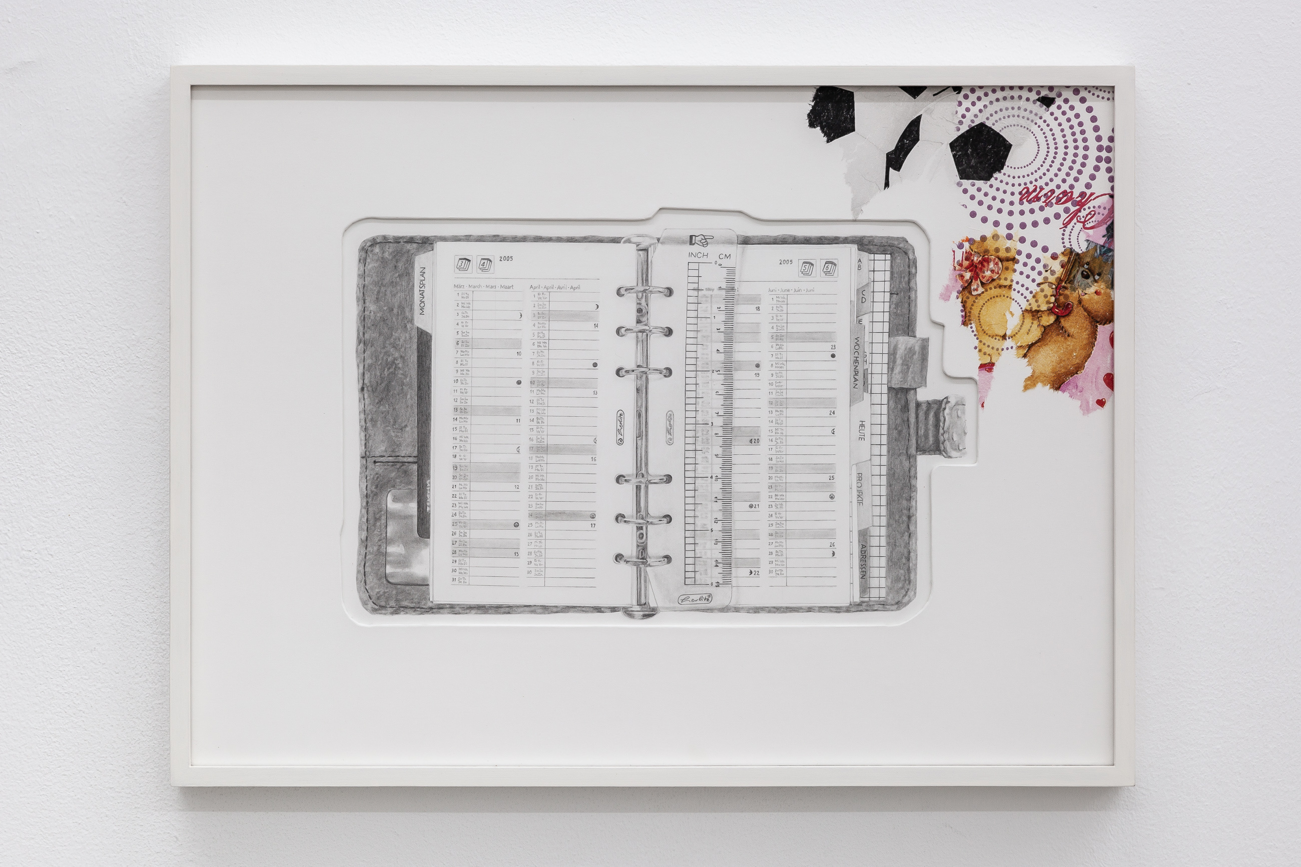 Lisa Sifkovits, New York Minute (2004), 2025, Pencil on paper, paper, cardboard, napkin, 35 Ă 47 cm