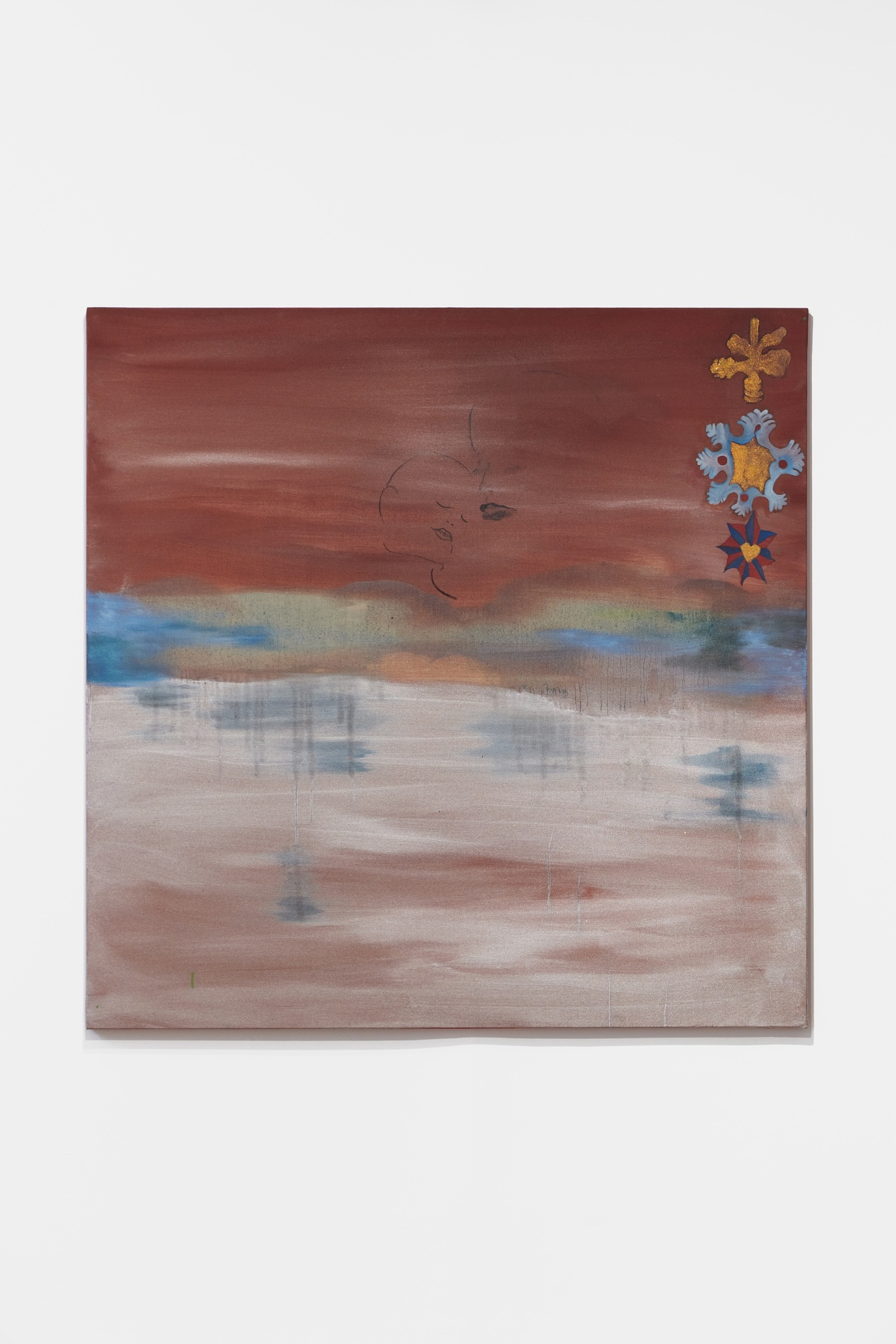 Inès di Folco Jemni, La Tendresse, 2025, oil on canvas, 120 × 120 × 3 cm. Courtesy of the artist and Crèvecœur, Paris.