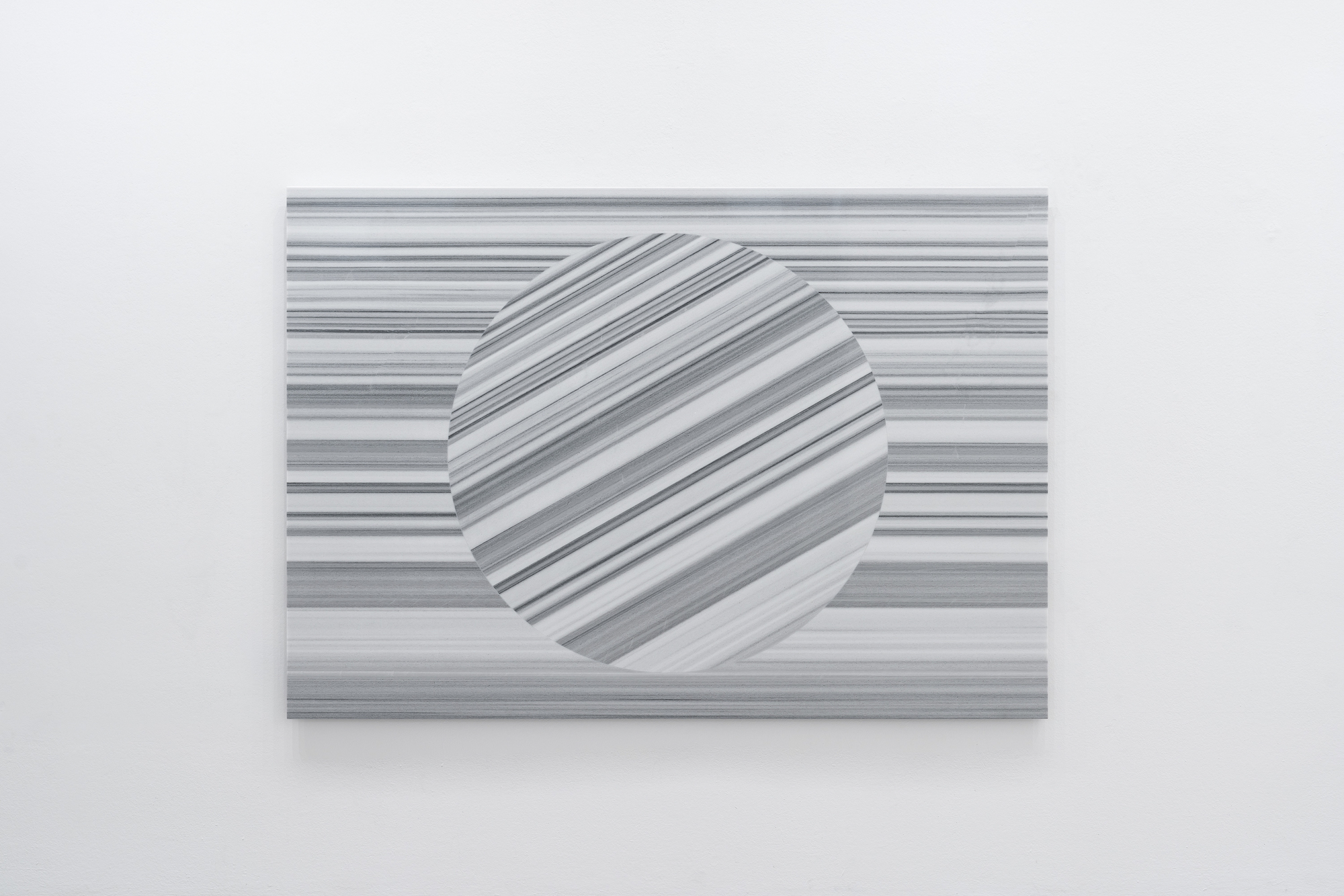 Lou Jaworski, EOS ONE, 2025, Striato Olimpico marble intarsia 140 x 200 cm | Courtesy of max goelitz Copyright of the artist Photo: Dirk Tacke