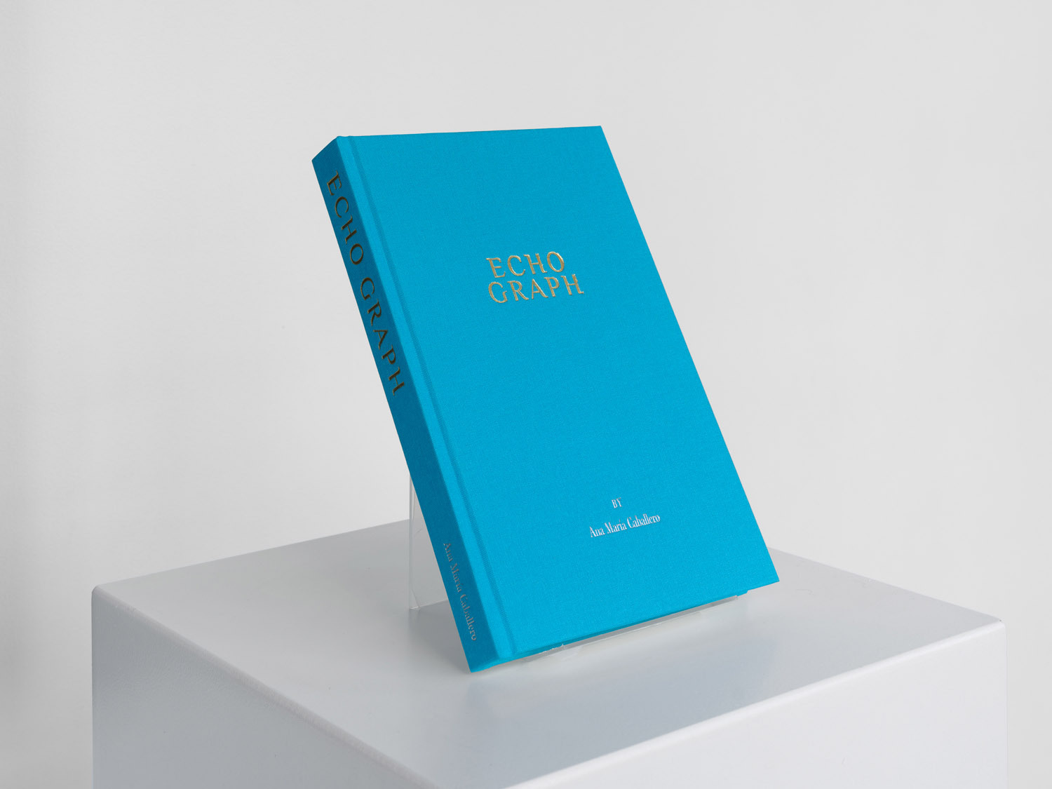 Ana Maria Caballero, Echo Graph - Book Sculpture, 2025 Book, MP4, 02:07 min, 1080 x 1920, Bitcoin text-only inscription 18 x 12 x 3 cm