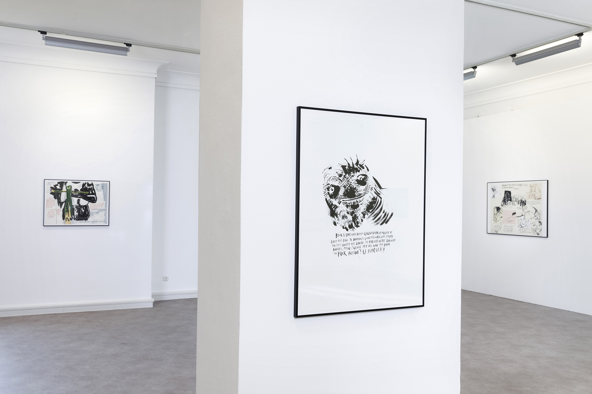 Raymond Pettibon & John Newsom, The Seven Deadly Sins and The Seven Heavenly Virtues, exhibition view 2025, Kebbel Villa, Schwandorf