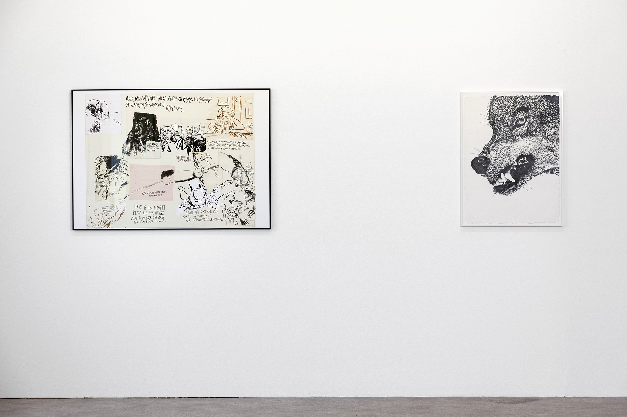 Raymond Pettibon & John Newsom, The Seven Deadly Sins and The Seven Heavenly Virtues, exhibition view 2025, Kebbel Villa, Schwandorf