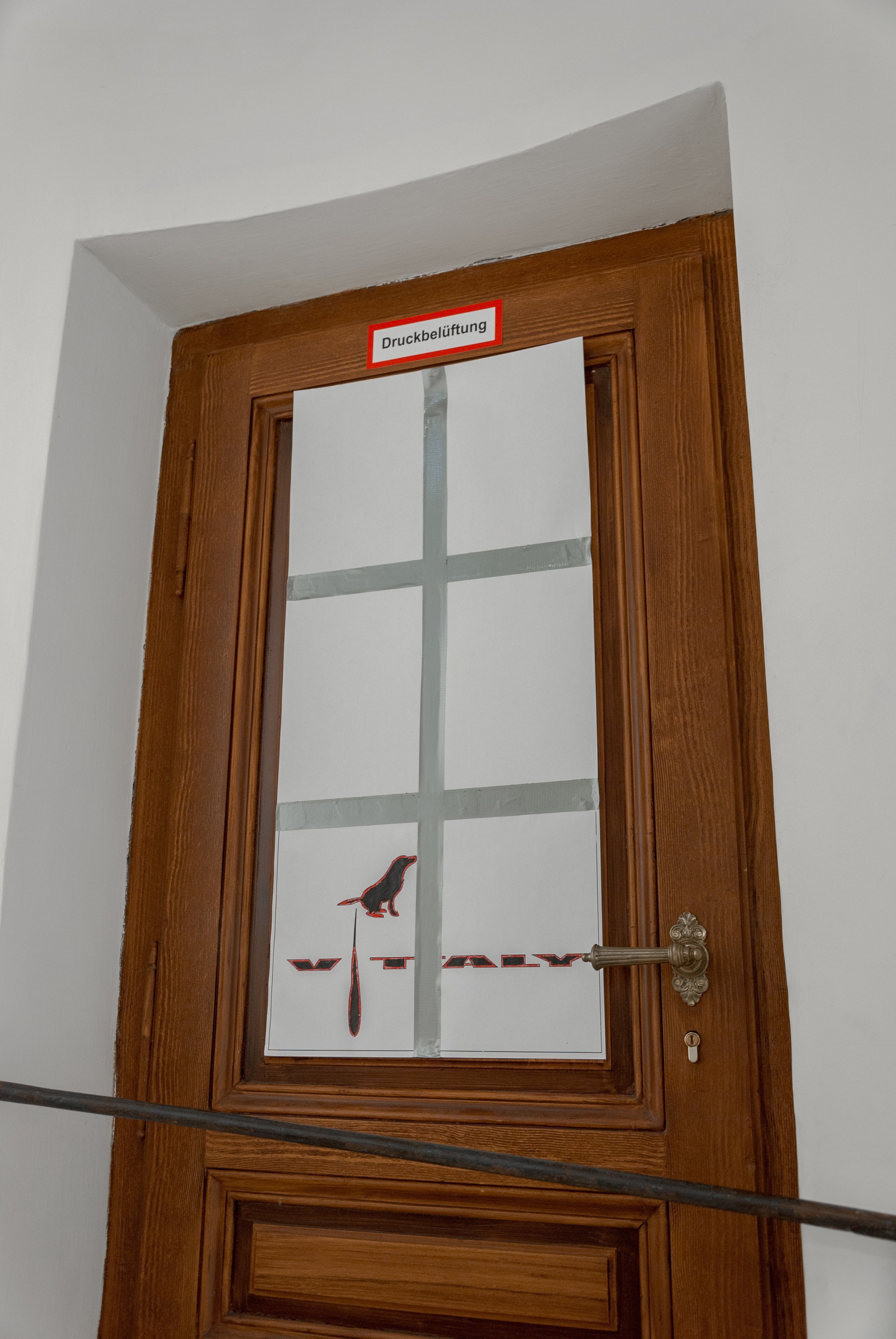 VITALY, Untitled, 2025, permanent marker, scotch tape and digital print on paper, 42 x 90 cm