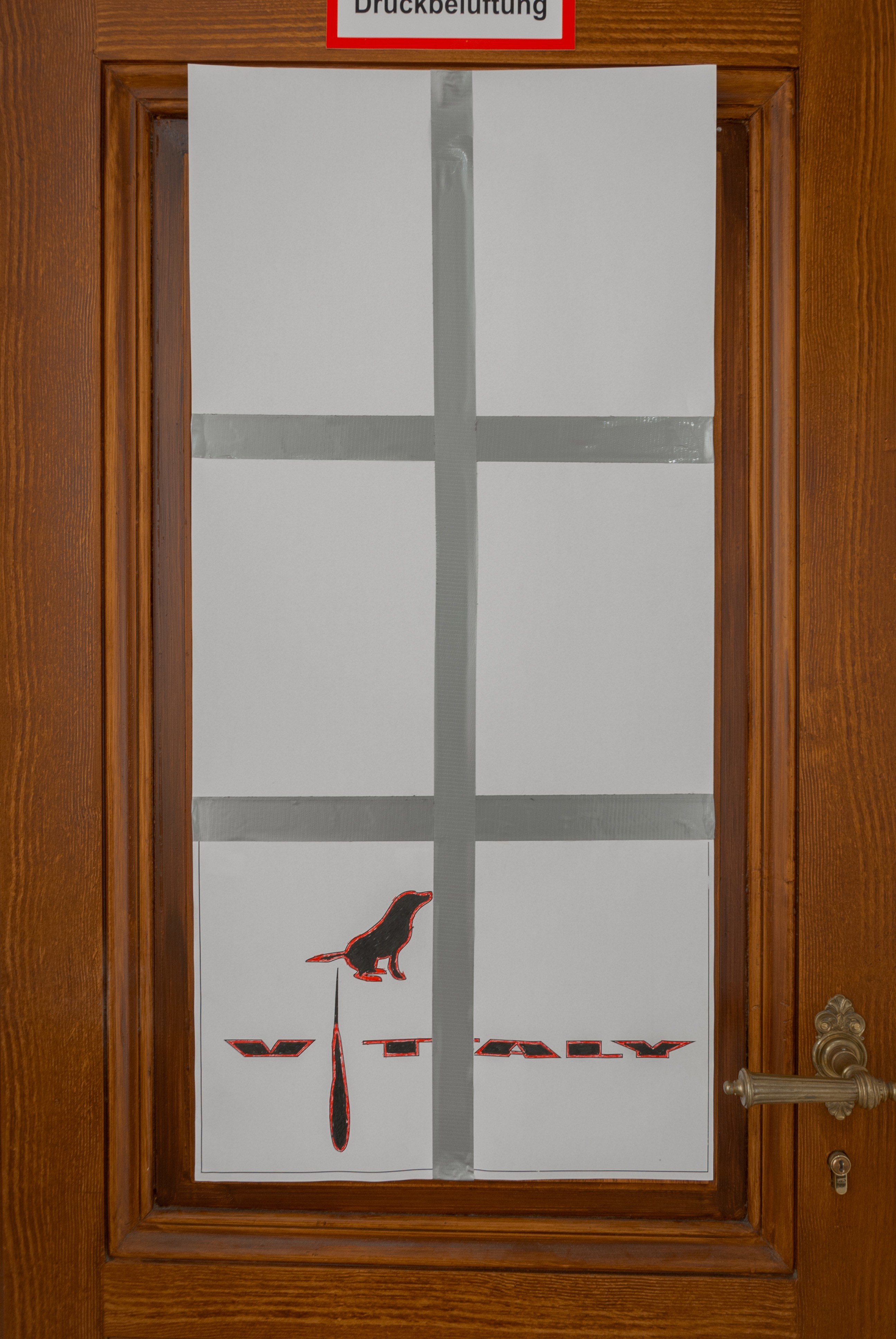 VITALY, Untitled, 2025, permanent marker, scotch tape and digital print on paper, 42 x 90 cm