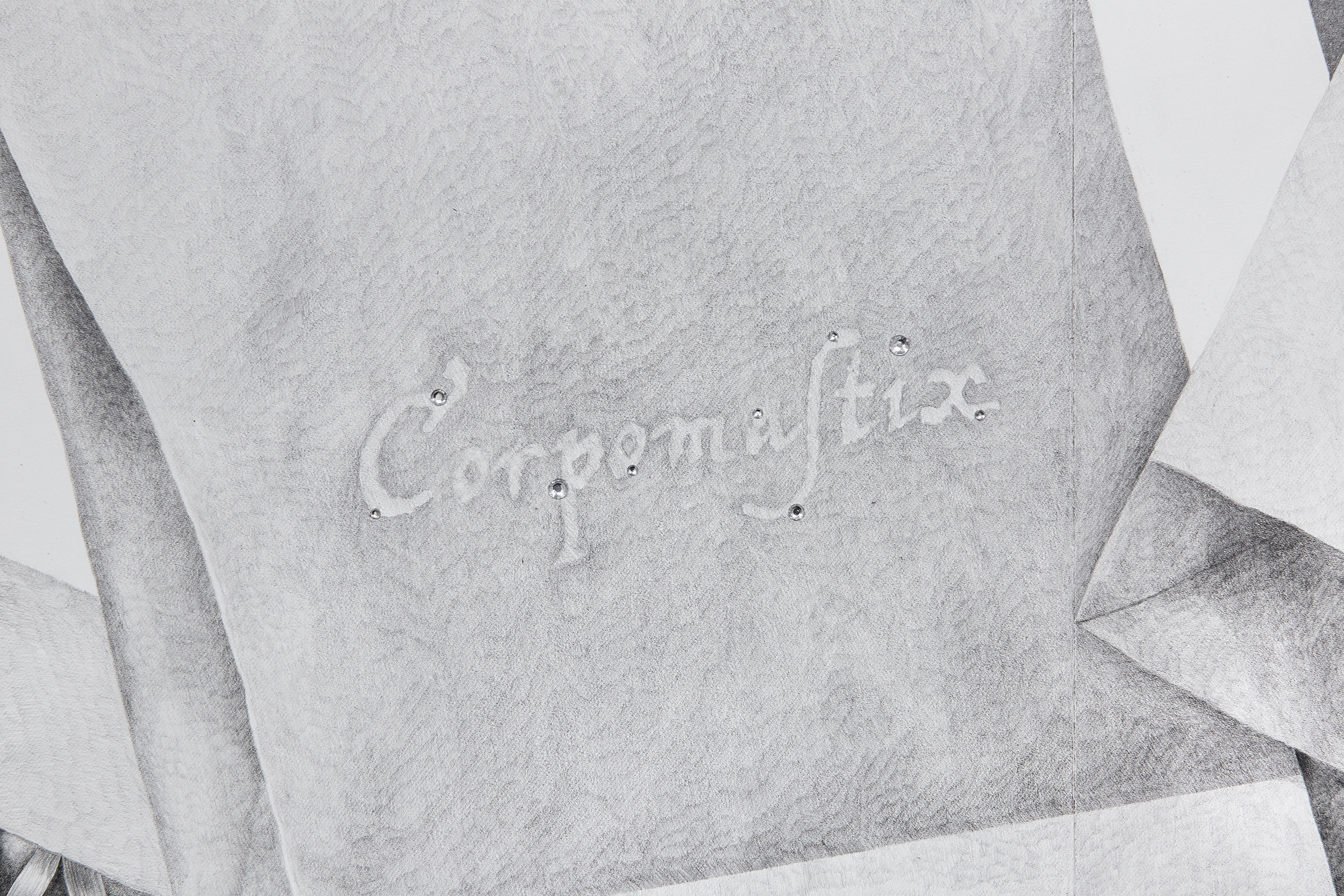 The Corpomastix, 2025. Graphite, paper, metal frame. 78.1 x 94.3 x 2cm