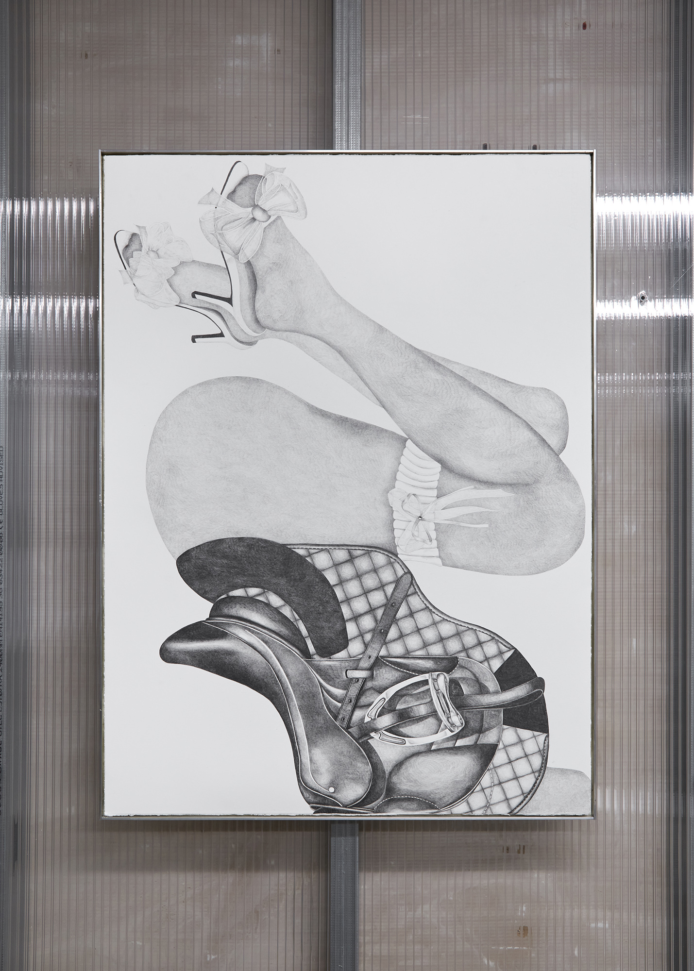 Grant Snail, 2025. Graphite, paper, metal frame. 78.1 x 67.8 x 2cm