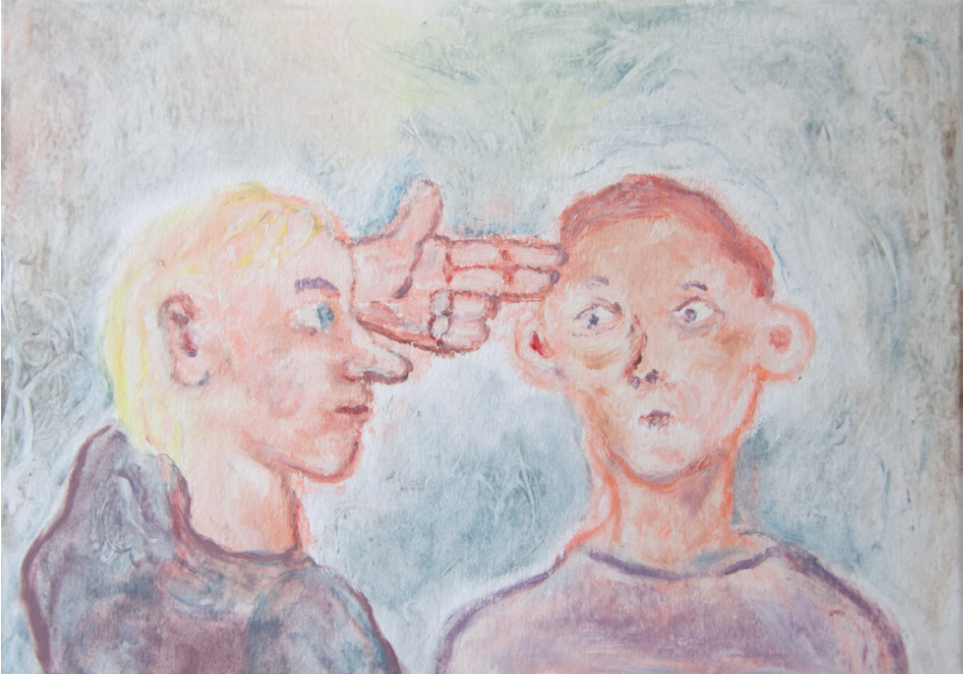 MILVA STUTZ Just Kidding, 2024 Softpastell on paper, framed 14.8 x 21 cm