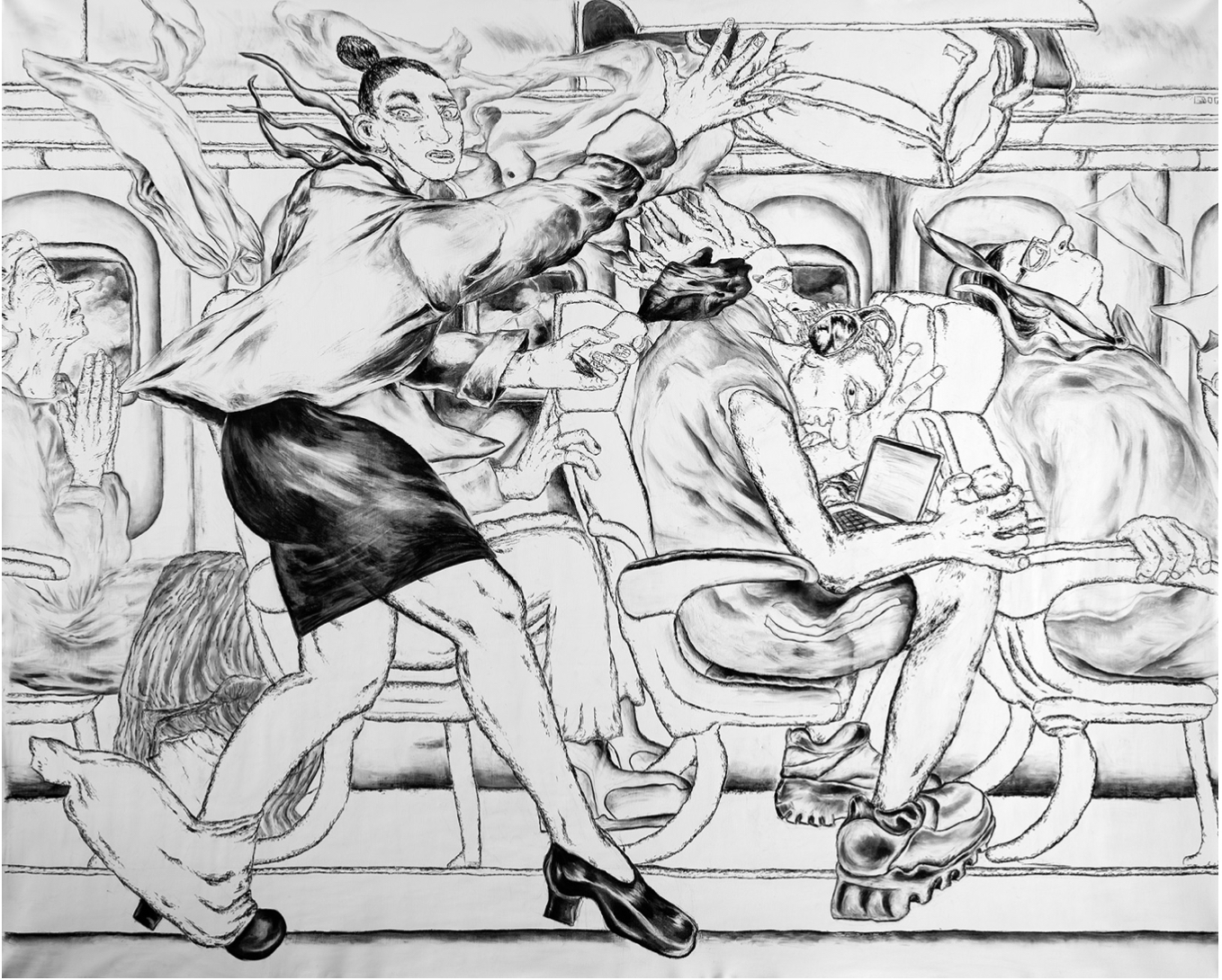 MILVA STUTZ Turbulence, 2024 Charcoal on canvas 165 x 205 cm