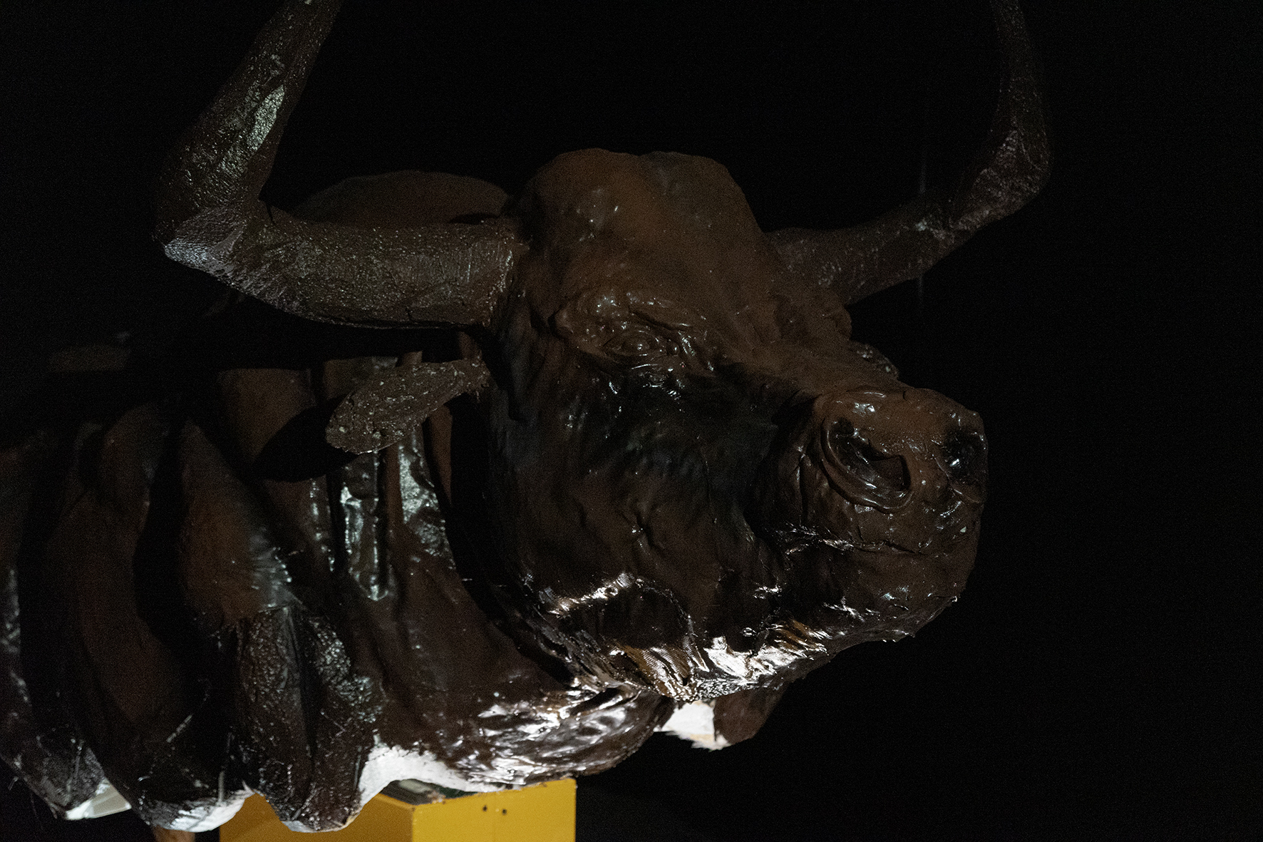 Mechanical bull. Motor, steel, styrofoam, wood, epoxy resin, fiberglass, acrylic & spray paint. 2.7 x 2.7 x 1.6 m 2025: Photo: Anna Mari Liivrand