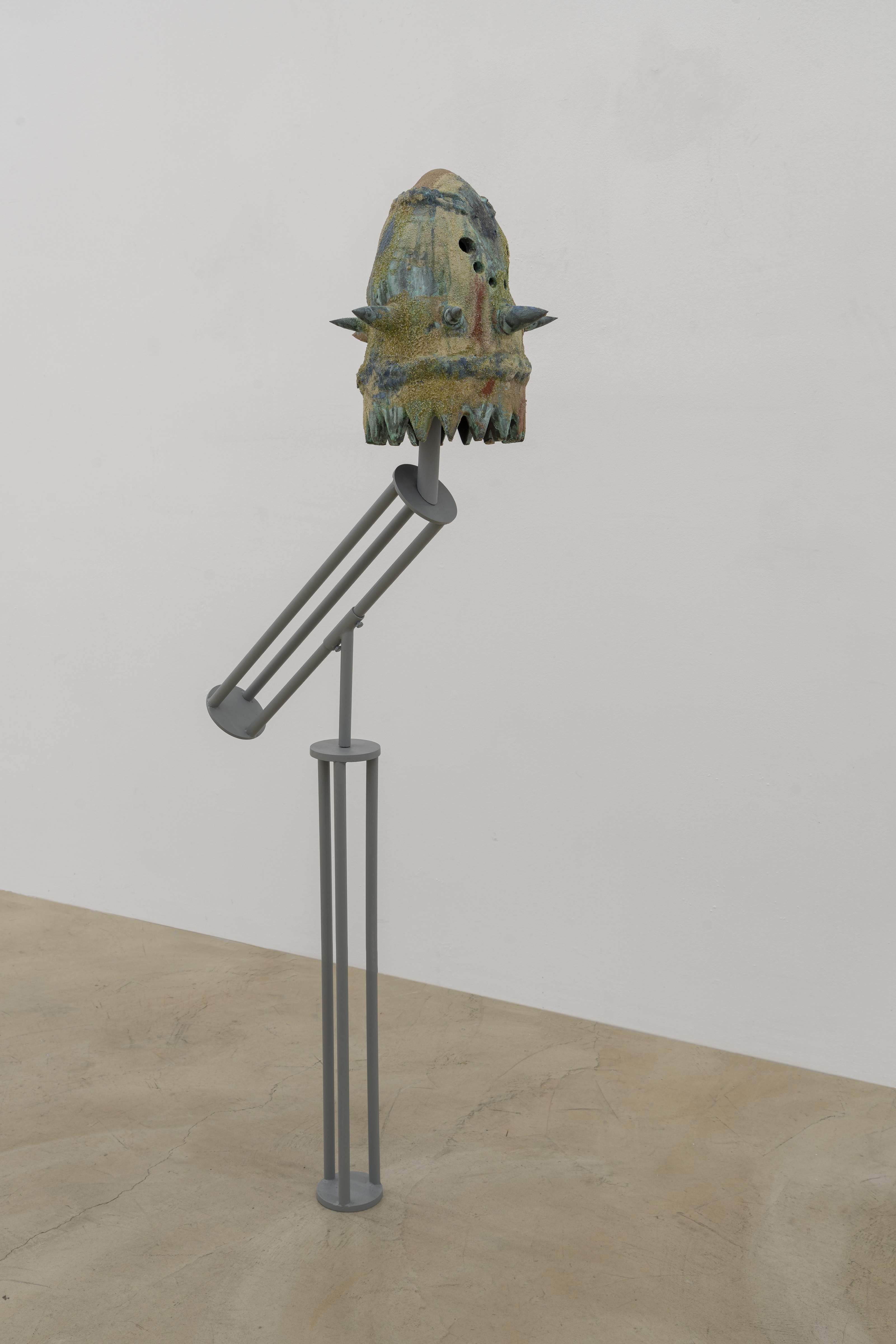Matteo Nasini, Gli Esultanti, 2025 PLA, glass, concrete, sand, copper, iron and enamel, 34x145x70 cm, d. 34x35 cm
