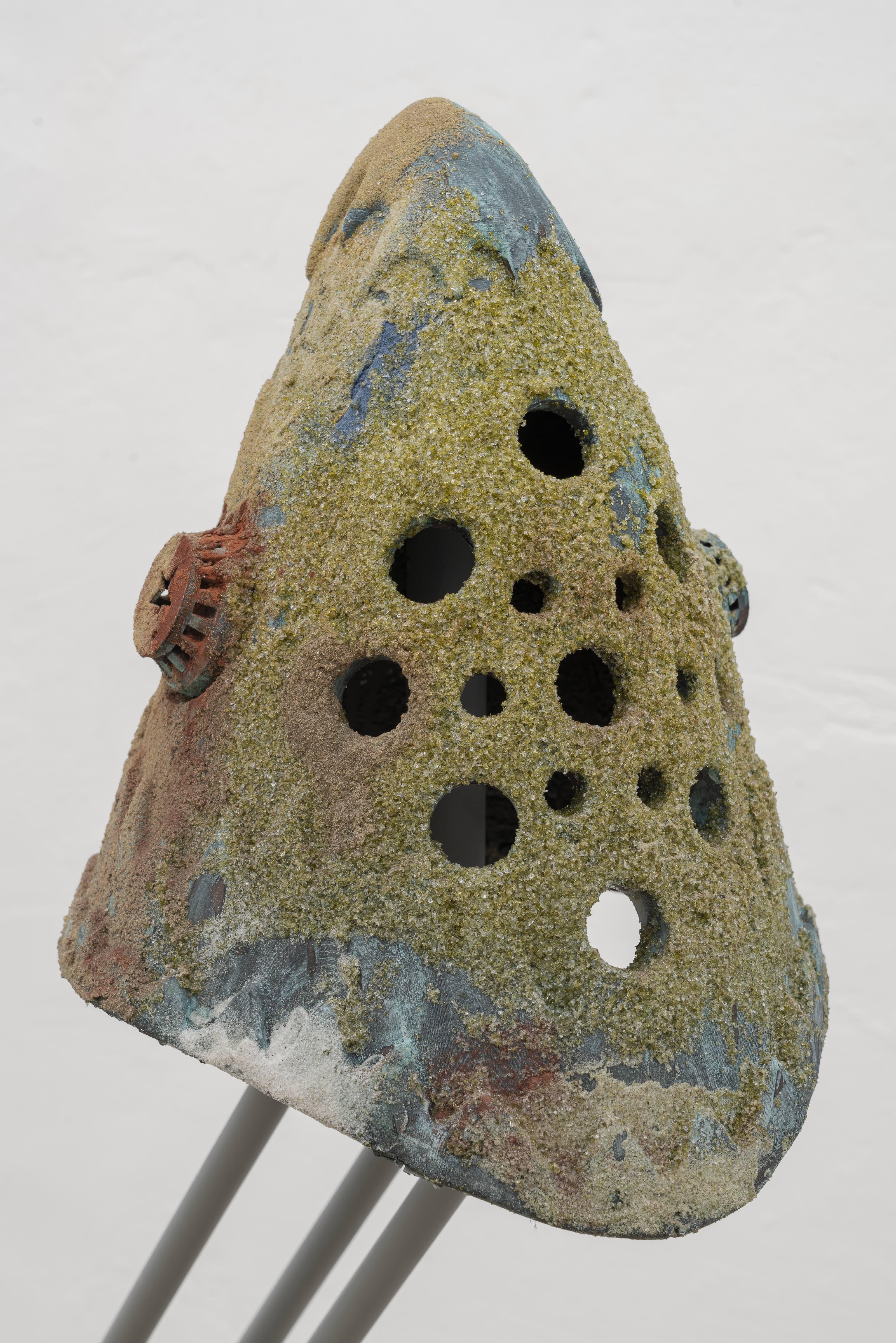 Matteo Nasini, Gli Esultanti, 2025 PLA, glass, concrete, sand, copper, iron and enamel, 30x140x60 cm, d. 30x37 cm