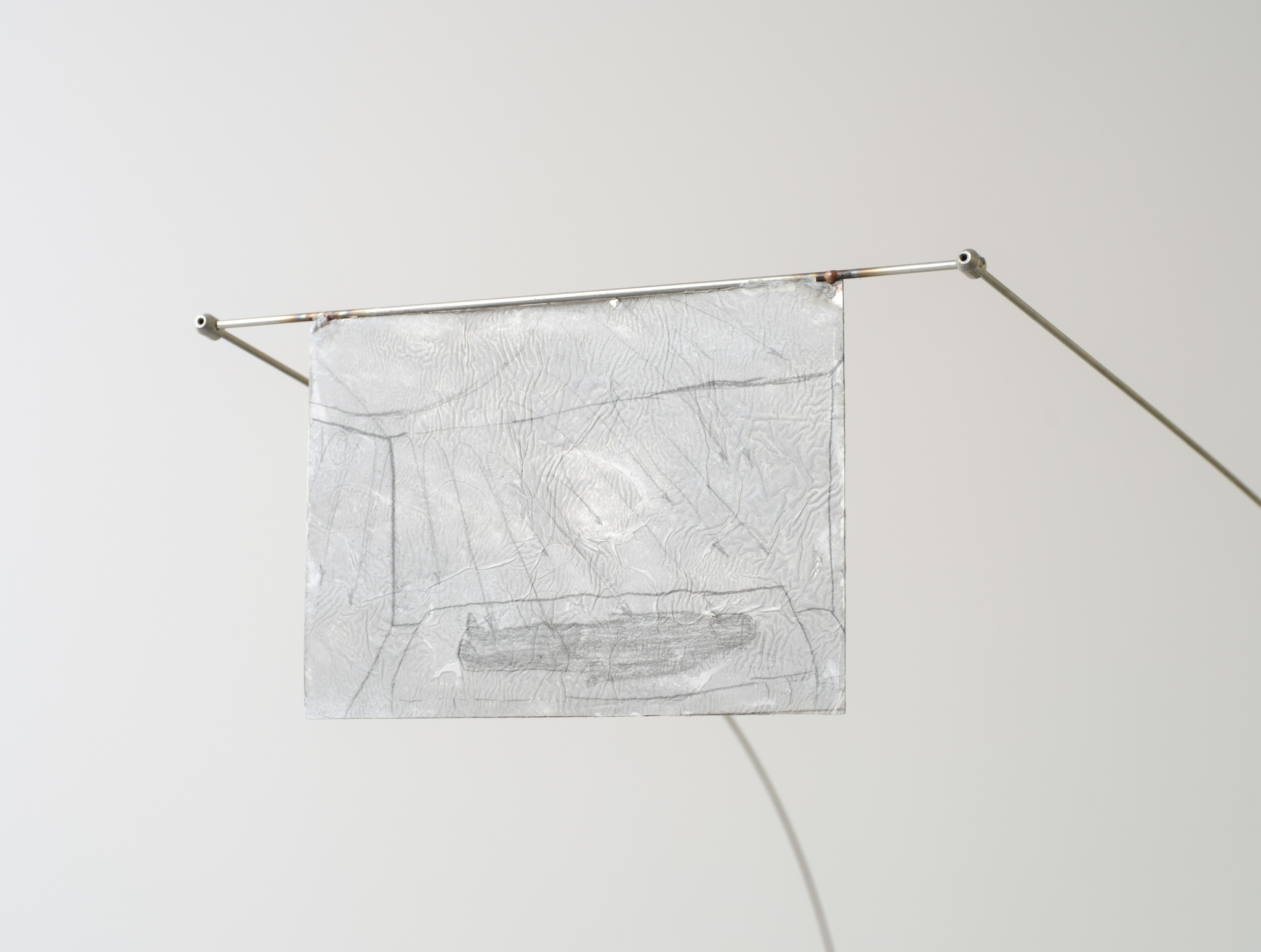 Kinga Dobosz, „Remember That Film Pi from 1998?”, 2025, stainless steel, pencil on paper, variable dimensions, detail