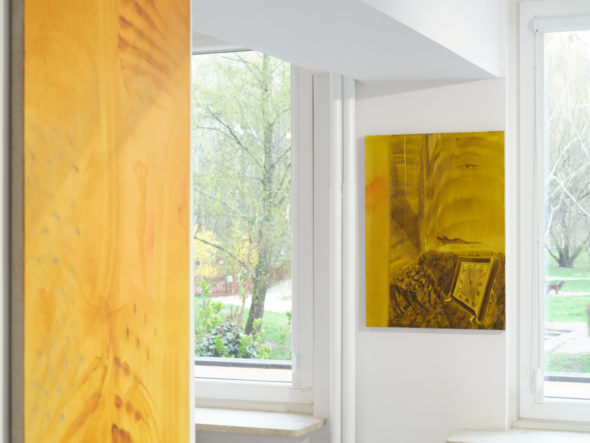 Amelia Woroszył, “Untitled Panel (The Walk)”, 2025, oil on canvas, 150 x 50 cm, Amelia Woroszył, “A postcard from the Sandman”, 2025, oil on canvas, 54 x 73 cm