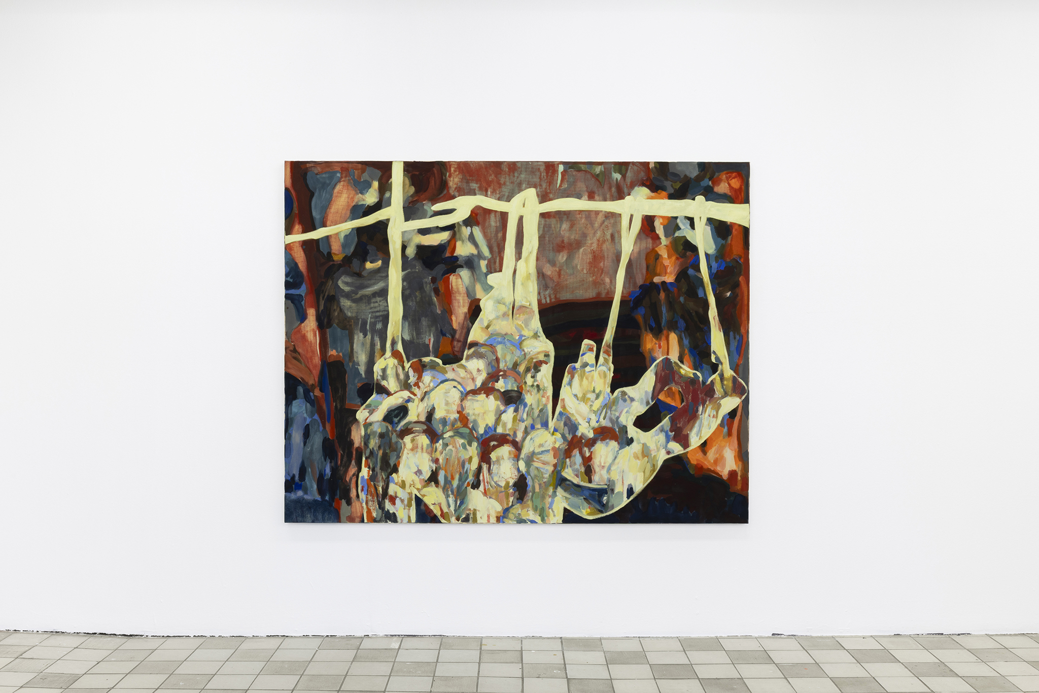 Nina Kintsurashvili, In Wait, 2024-2025, Oil and Gesso on Canvas, 140x180 cm. Photo Credit - Johan Osterholm, Konsthall C