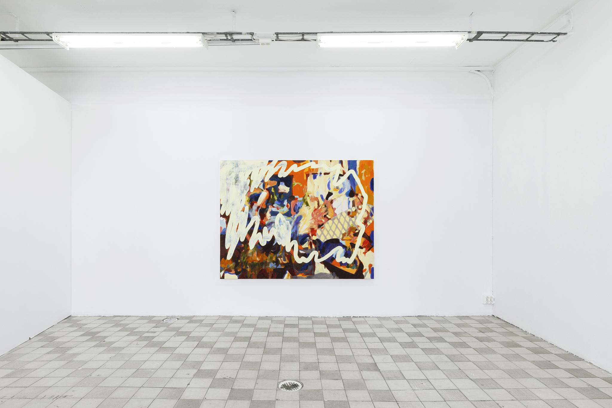 Nina Kintsurashvili, Rising, 2025, Oil and Gesso on Unprimed Canvas, 140x180 cm. Photo Credit - Johan Osterholm, Konsthall C
