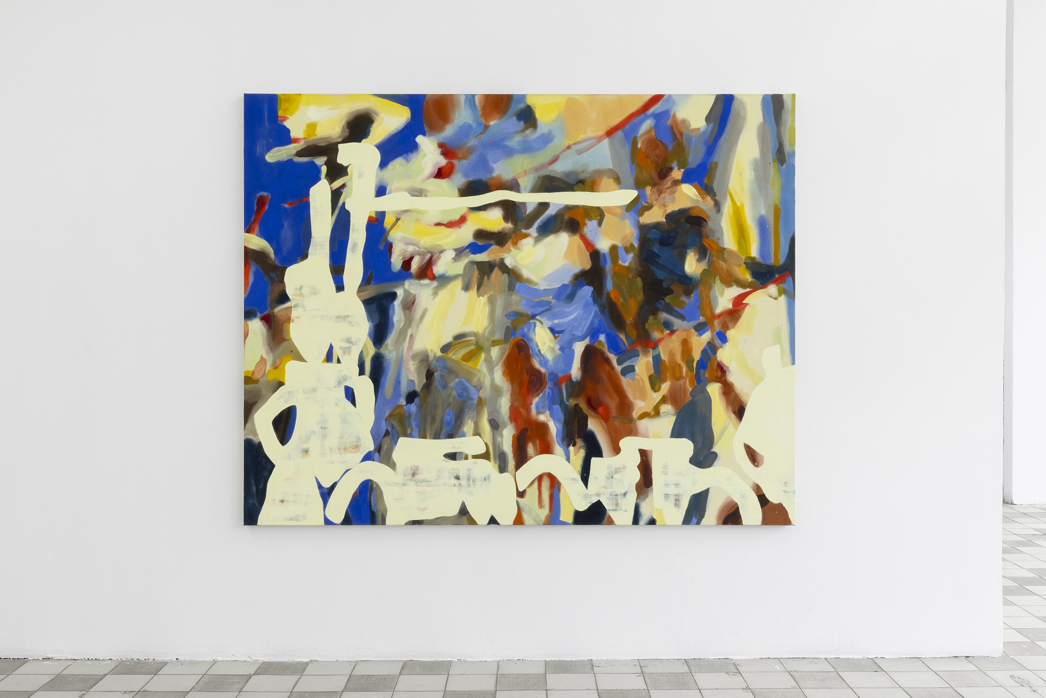 Nina Kintsurashvili, Rising, 2025, Oil and Gesso on Unprimed Canvas, 140x180 cm. Photo Credit - Johan Osterholm, Konsthall C