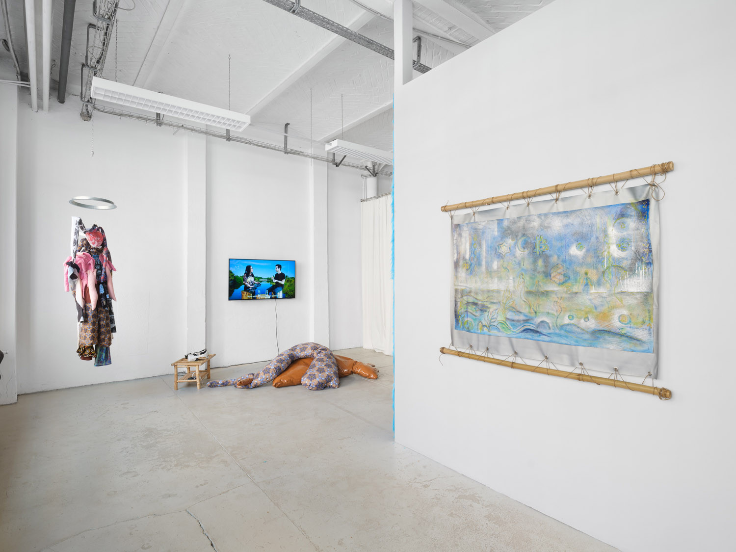 Exhibition View, 'Cripto Sirenas', Anna Ehrenstein with Sunny Pfalzer, Lucy Tomasino, Alexa Evangelista and Josh Davila, 2025